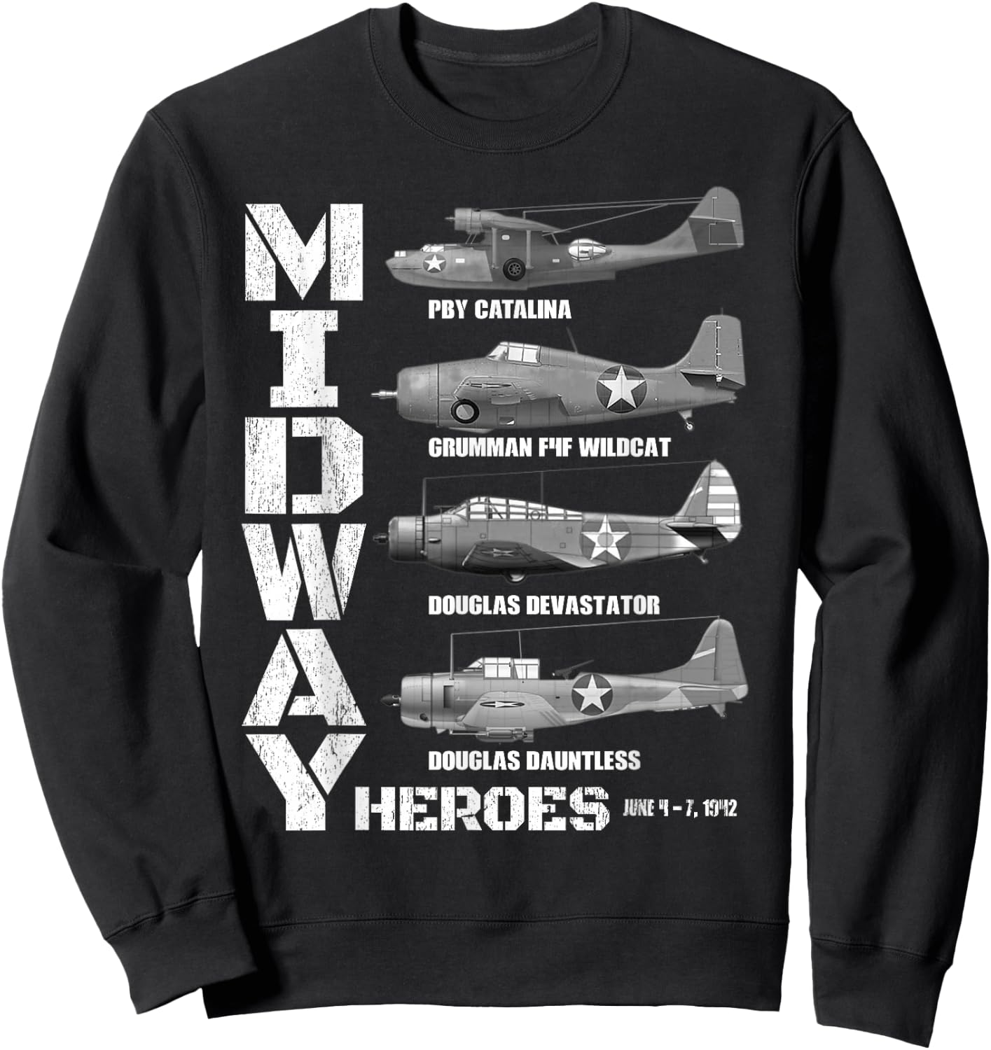 The Battle of Midway Plane Spotting American WW2 Planes Sweatshirt - Sweatshirt | Black