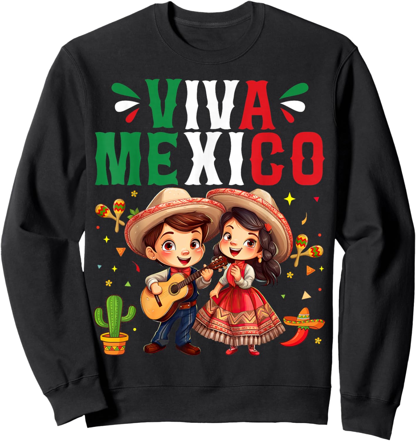 Viva Mexico Mexican Independence Day Sweatshirt - Sweatshirt | Black