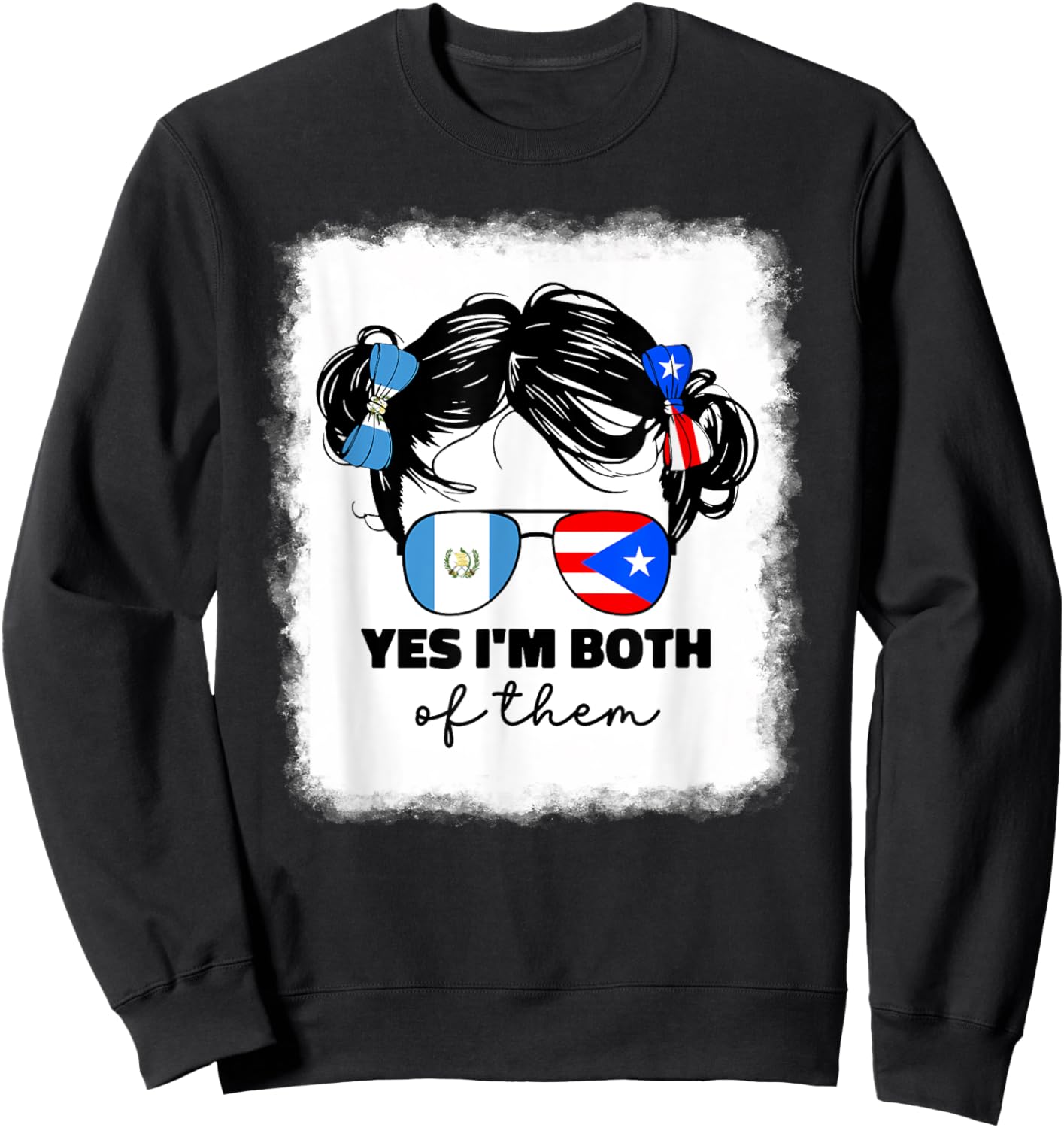 Guatemalan And Puerto Rican Rico Guatemala Flag Kids Girls Sweatshirt - Sweatshirt | Black