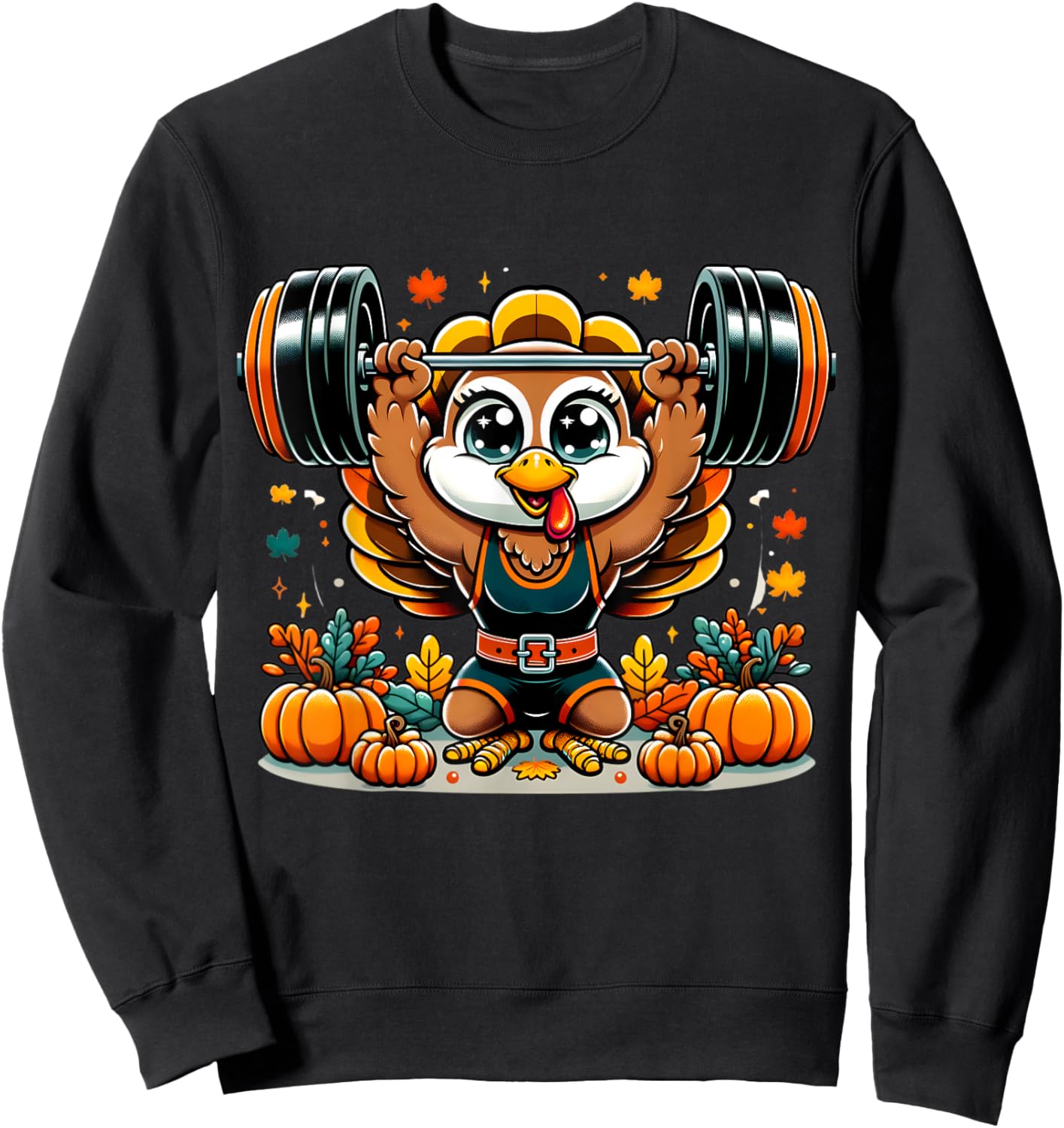 Weightlifting Turkey Thanksgiving Power Snatch Room For Pie Sweatshirt - Sweatshirt | Black