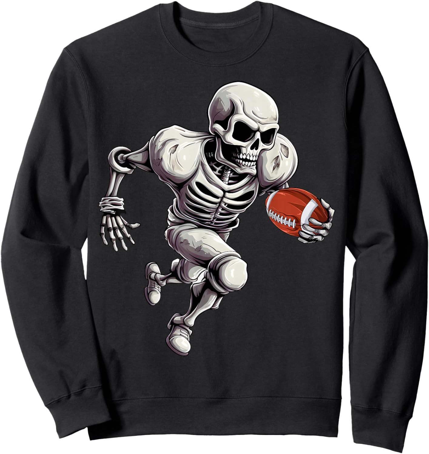 Football Skeleton Playing Football Halloween Skull Lover Sweatshirt - Sweatshirt | Black