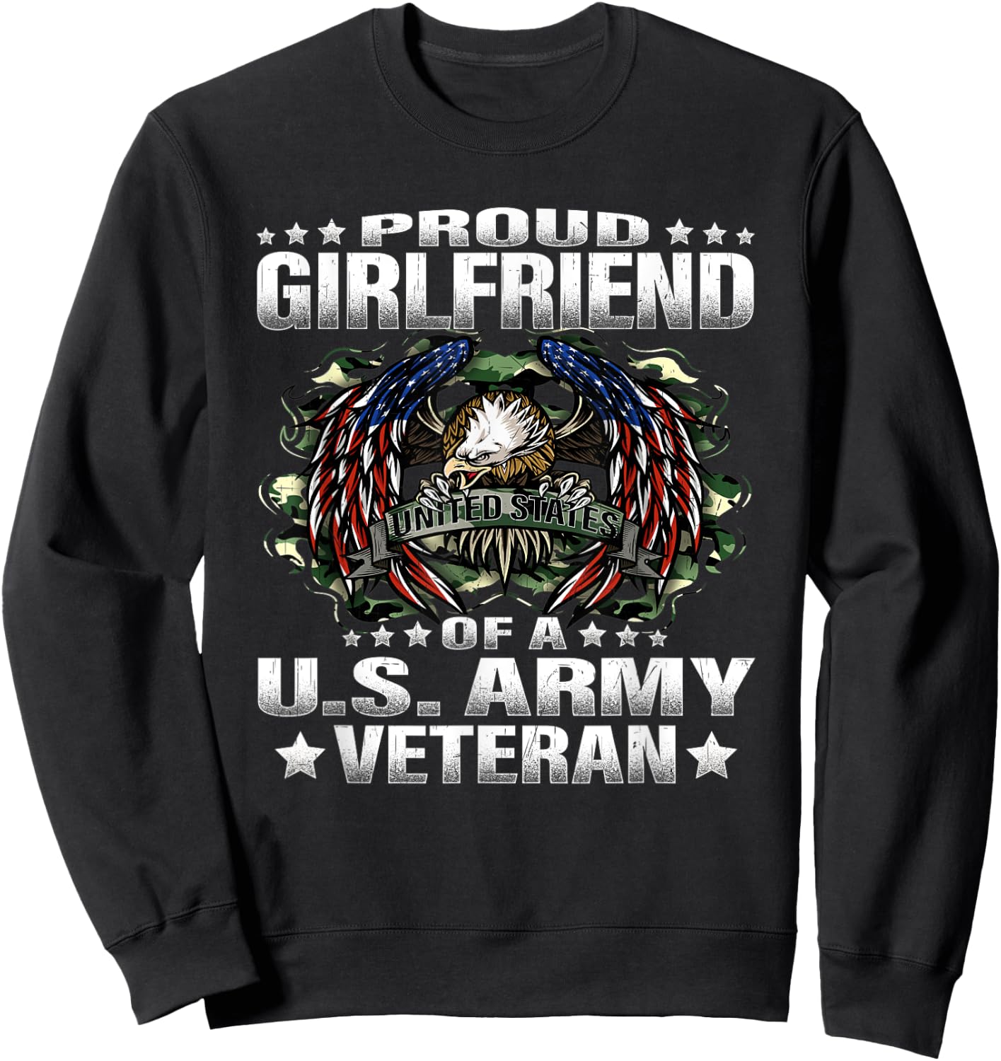 Proud Girlfriend Of A US Army Veteran Vet's Lover Gift Sweatshirt - Sweatshirt | Black