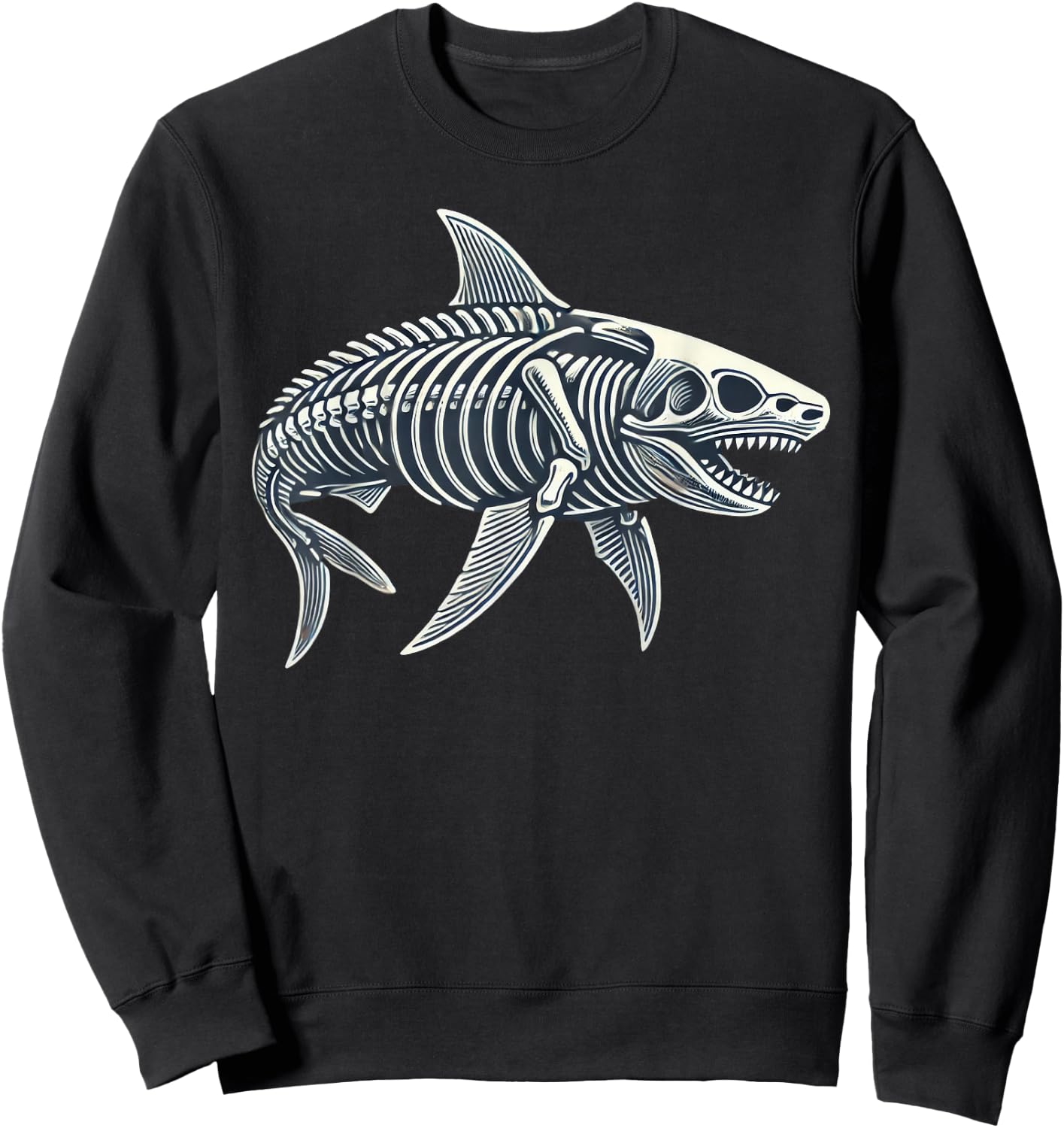 Shark Skeleton Halloween Sweatshirt - Sweatshirt | Black