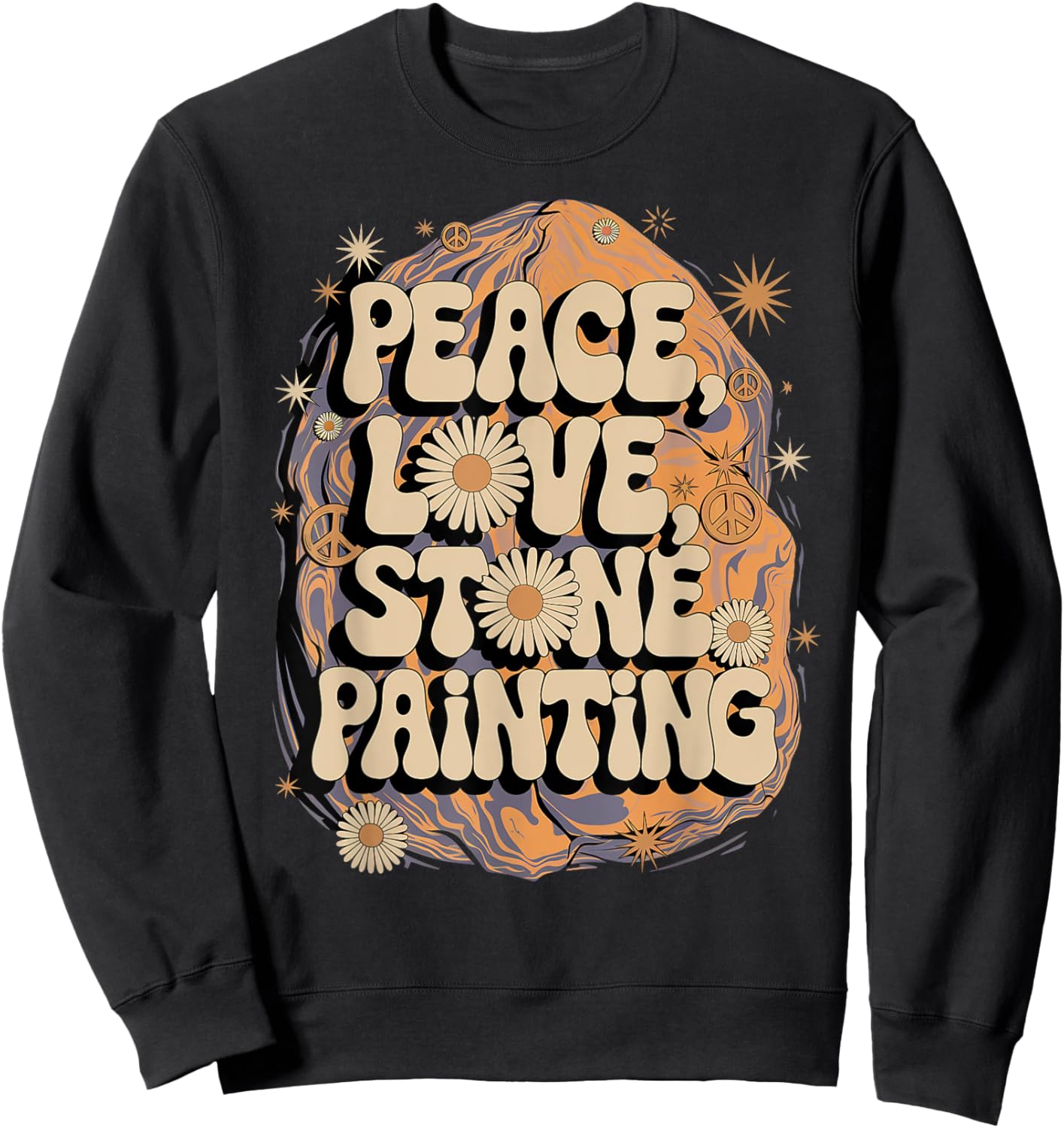 Stone Painter Peinture sur pierre style hippie rétro années 60 70 Sweatshirt - Sweatshirt | Black