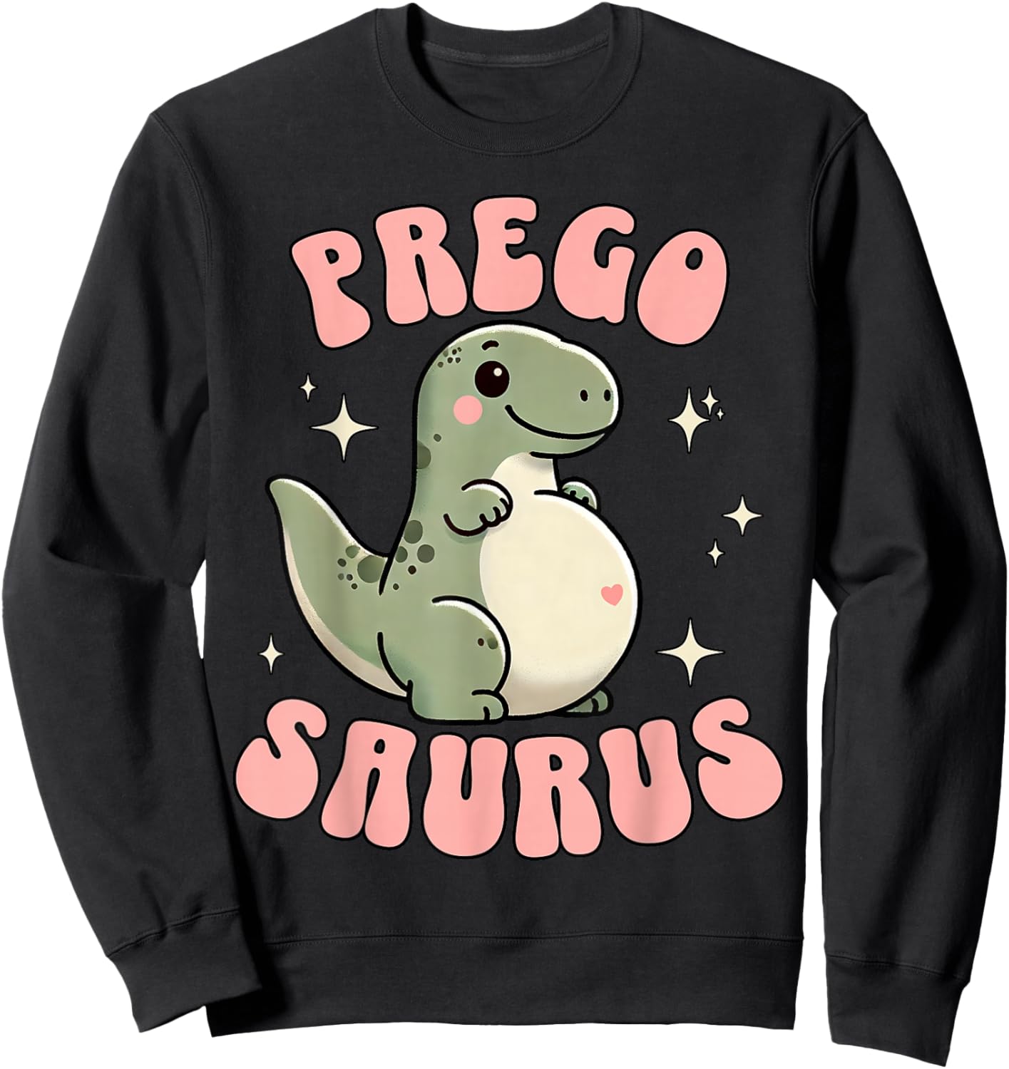 Funny Pregnant Mom Expecting Mama To Be Pregosaurus Cute Retro Mommy Dinosaur Pregnancy Announcement , Small, Black Sweatshirt - Sweatshirt | Black