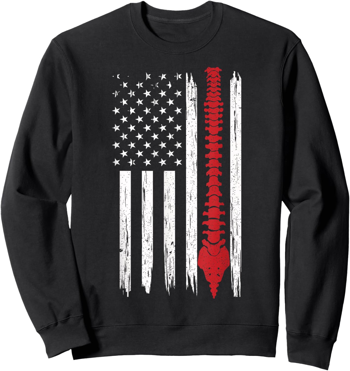 Patriotic Chiropractic American Flag Spinal Cord Ideas Sweatshirt - Sweatshirt | Black