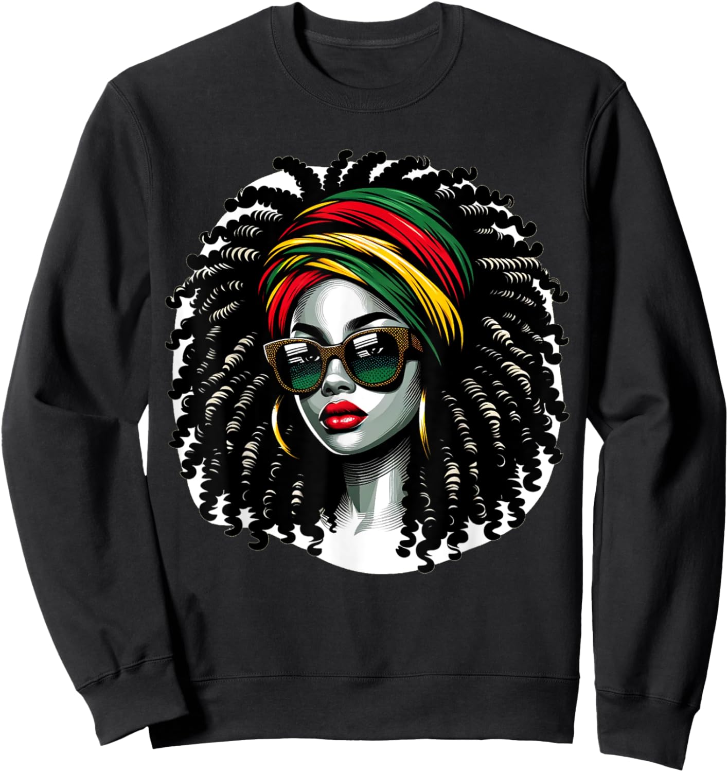 Afro Woman African Melanin Headscarf Nubian Black History Sweatshirt - Sweatshirt | Black