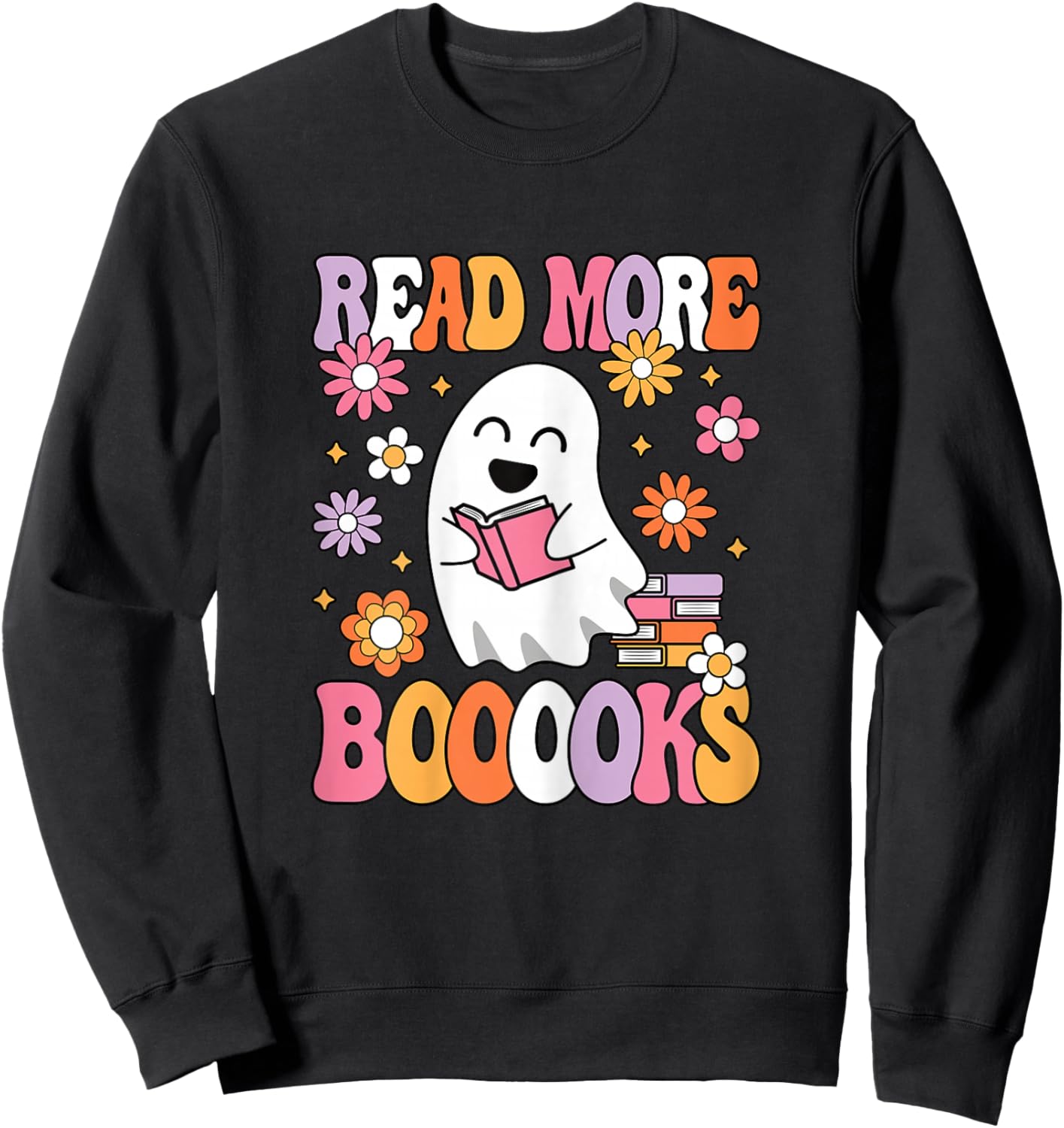Read More Books Groovy Funny Halloween Teacher Women Sweatshirt - Sweatshirt | Black