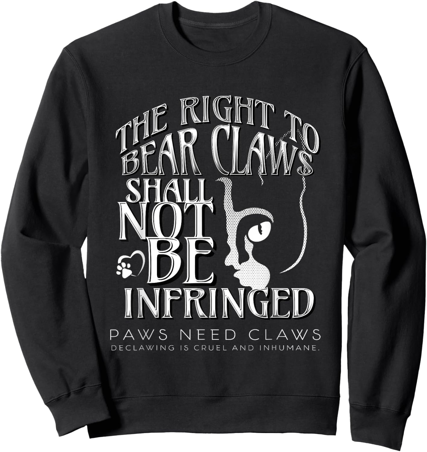 Save the Paws | Adorable Cat Declaw Awareness Sweatshirt - Sweatshirt | Black