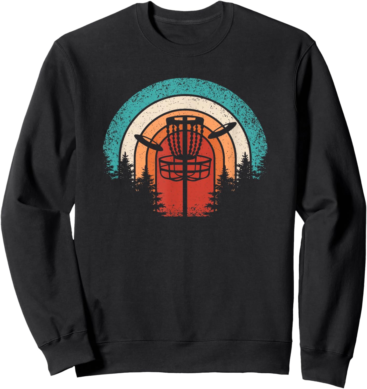 Retro Disc Golf Vintage Basket Tree Frisbee Men Sweatshirt - Sweatshirt | Black