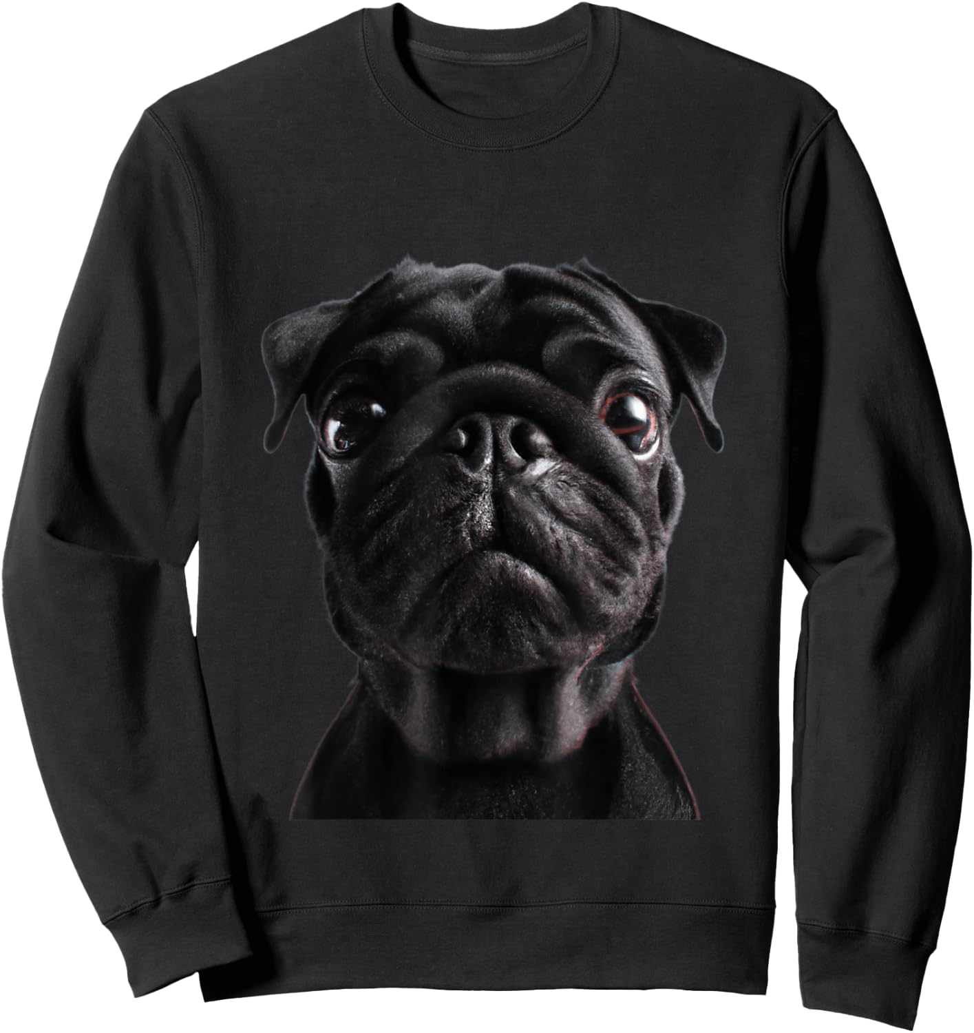 Pug Face for Dog Mom Dad Dad Funny Cute Black Pug Women Kids Sweatshirt - Sweatshirt | Black