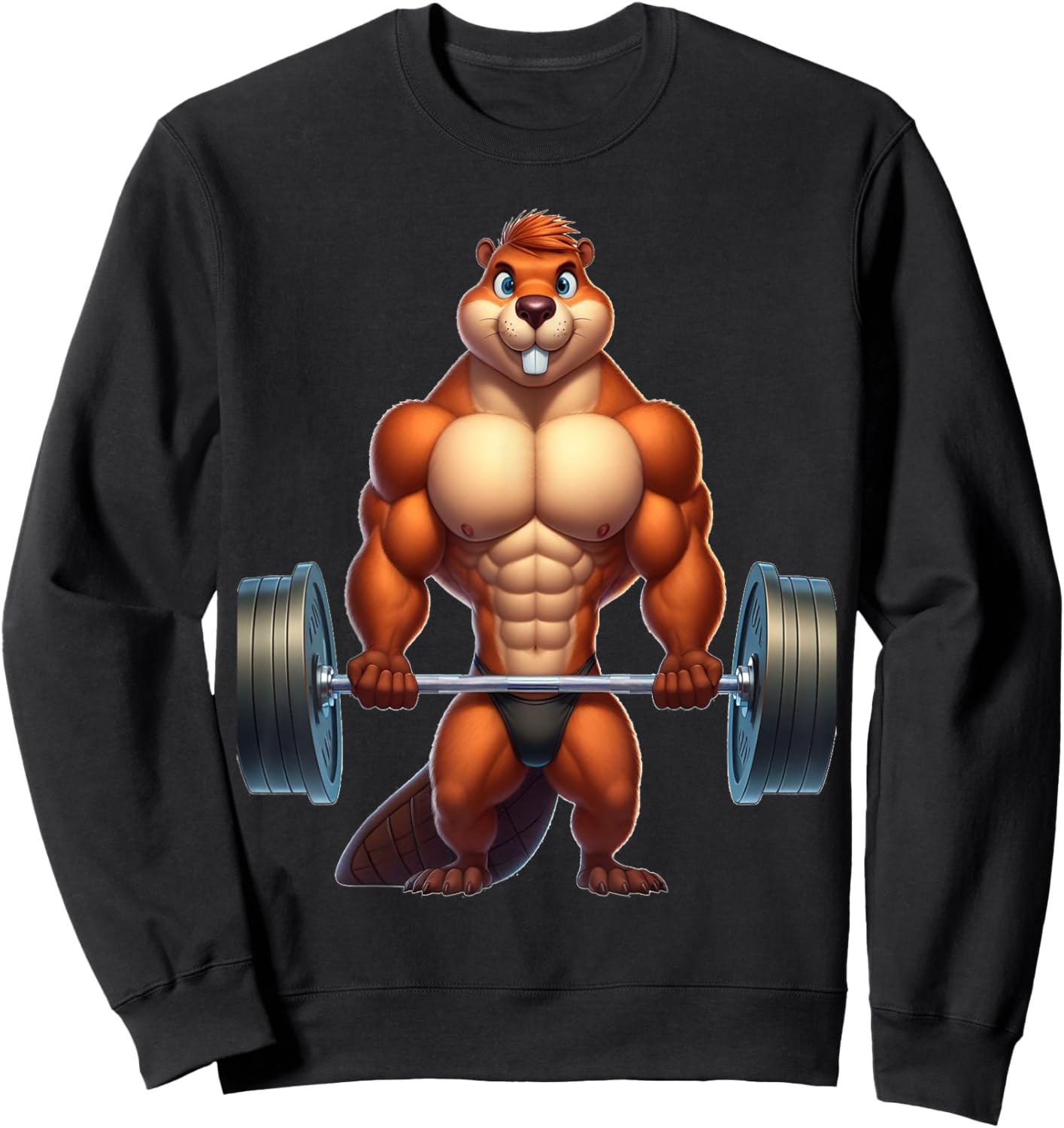 Athletic Beaver Gym Beaver Exercising Beaver Sweatshirt - Sweatshirt | Black