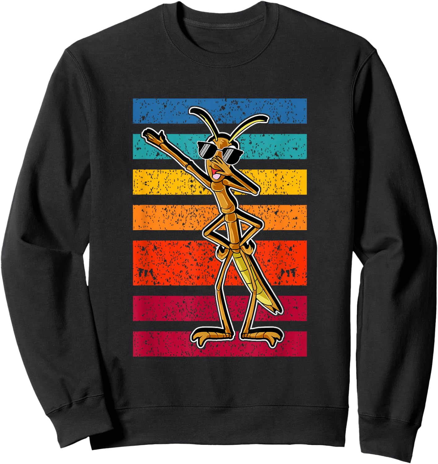 Dabbing Stick Bug Funny Insect Dancing Retro Style Humor Sweatshirt - Sweatshirt | Black