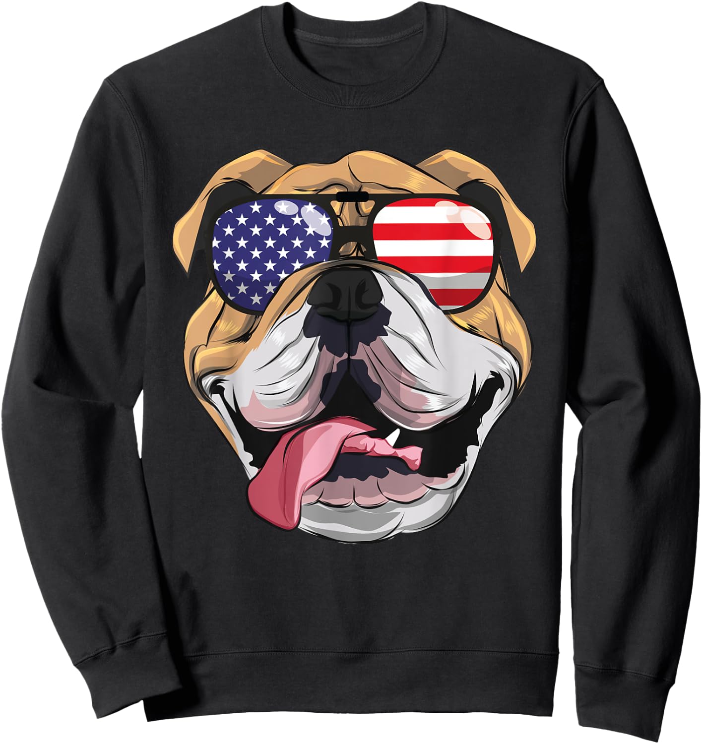 English Bulldog 4th Of July American Sunglasses USA Boys Men Sweatshirt - Sweatshirt | Black