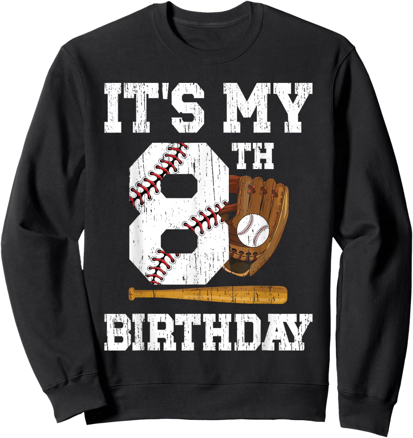 My 8th Birthday Baseball Boy Eight Year Old Baseball Player Sweatshirt - Sweatshirt | Black