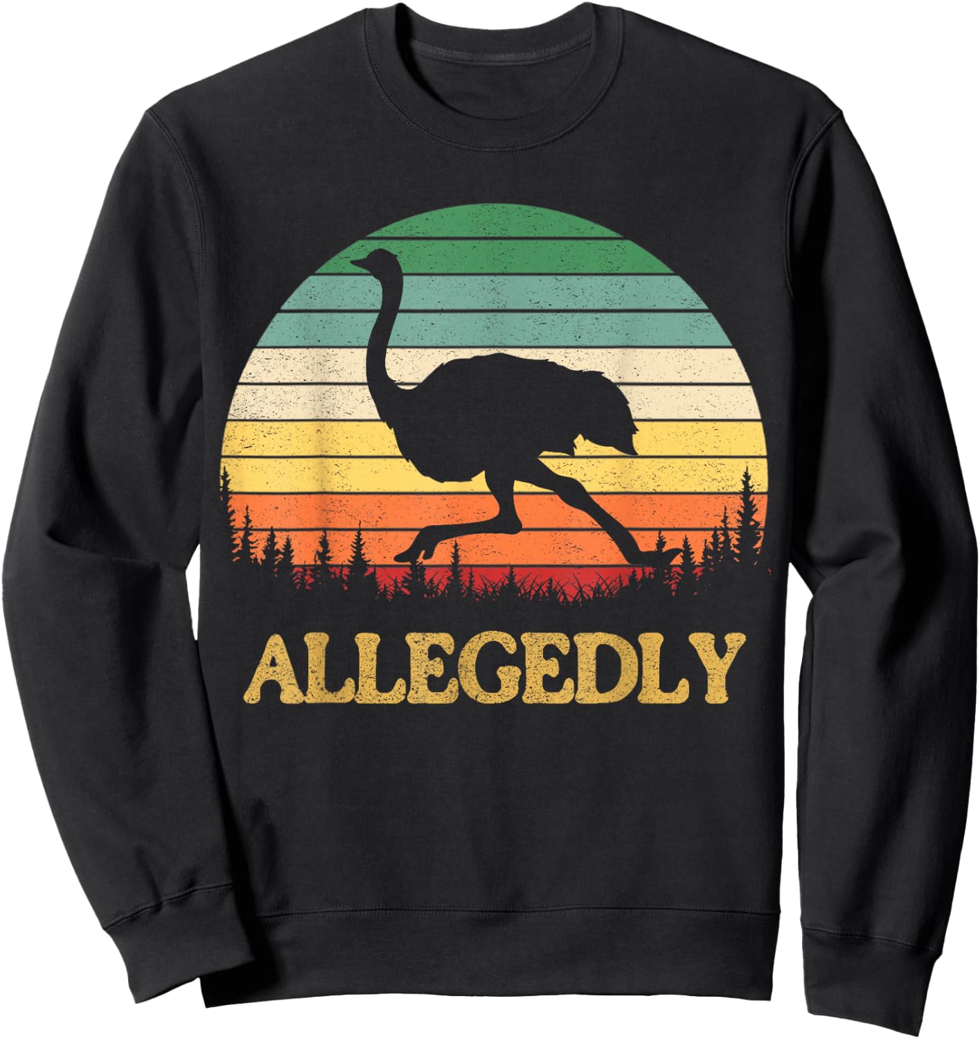 Allegedly Ostrich Shirt Gifts Men's Retro Classic Ostrich Lover Black Small Short Sleeve Classic Fit Pull On Straight Hem Sweatshirt - Sweatshirt | Black