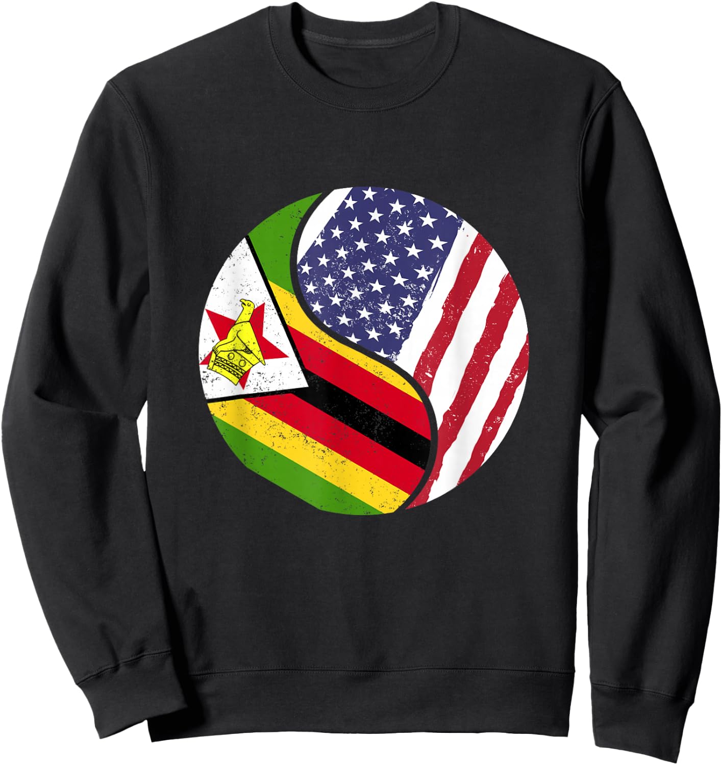 United States Yin And Yang - US Flag Zimbabwe Sweatshirt - Sweatshirt | Black