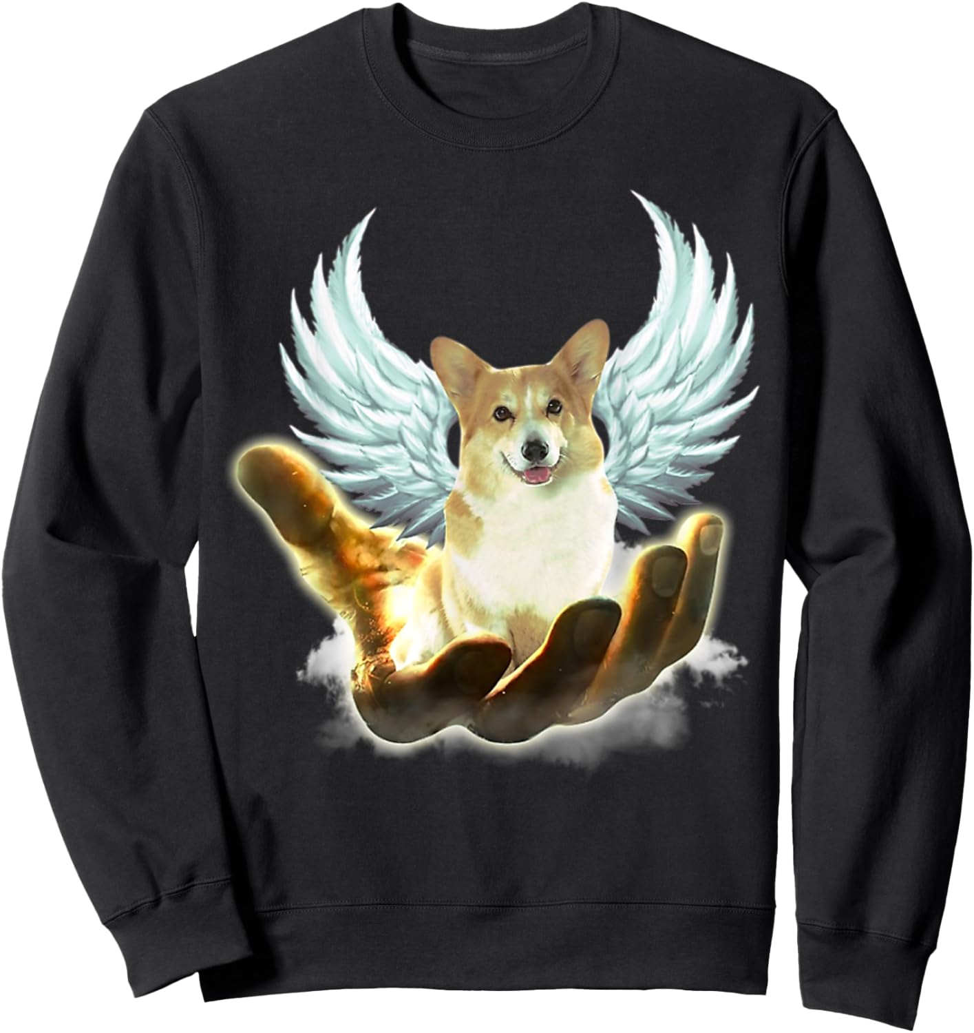 Angel Corgi Golden Hand Heaven Wings God Sweatshirt - Sweatshirt | Black