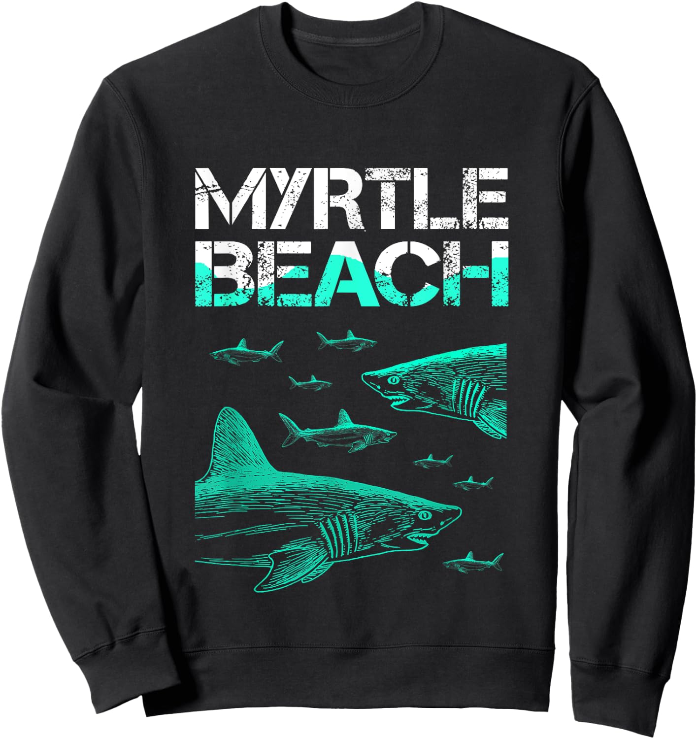 Myrtle Beach Shark Men Women Girls Kids Sweatshirt - Sweatshirt | Black