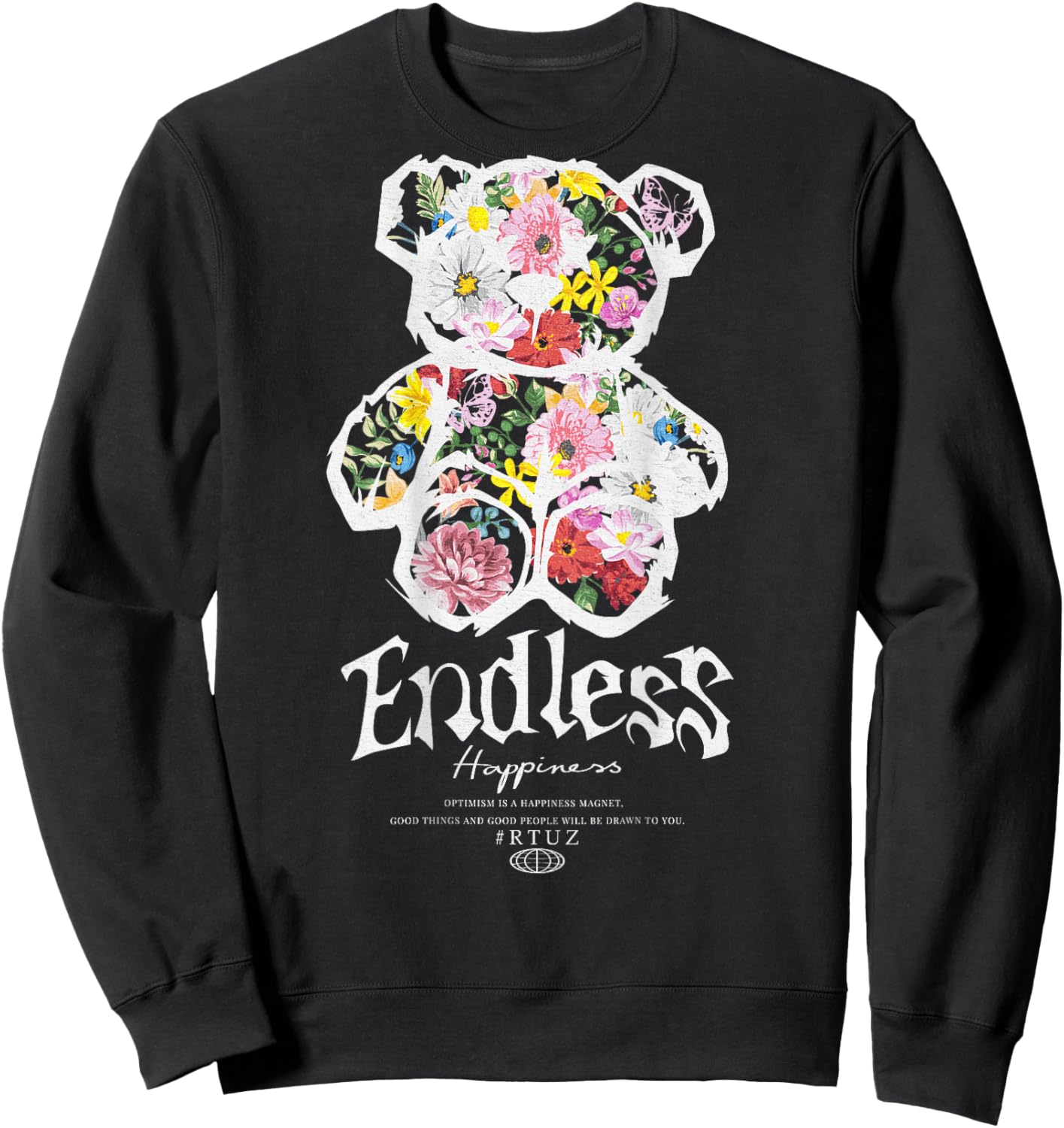 Hip Hop Vintage Edgy Urban Y2K Back Print Streetwear Teddy Sweatshirt - Sweatshirt | Black