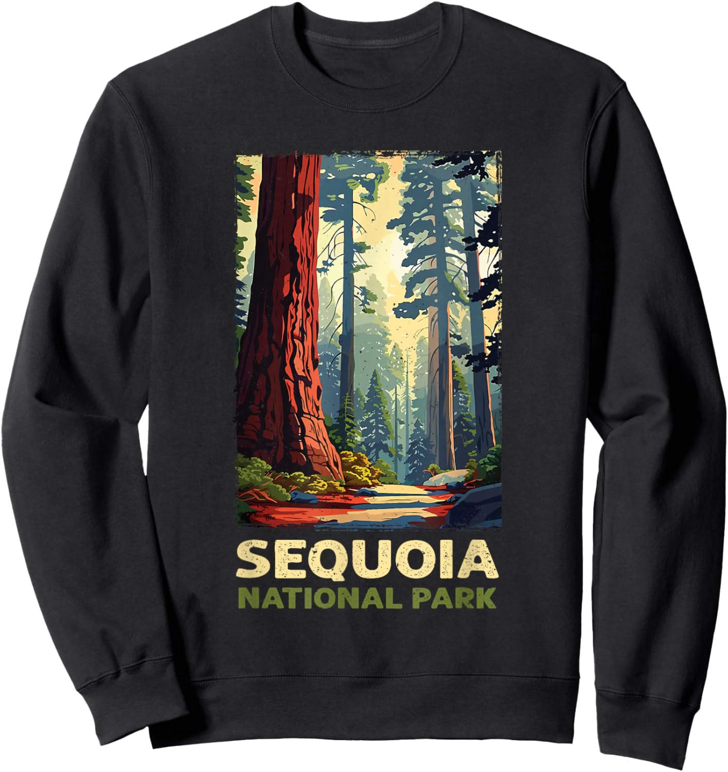 Retro Vintage Sequoia National Park for kids Hiking Camping Sweatshirt - Sweatshirt | Black