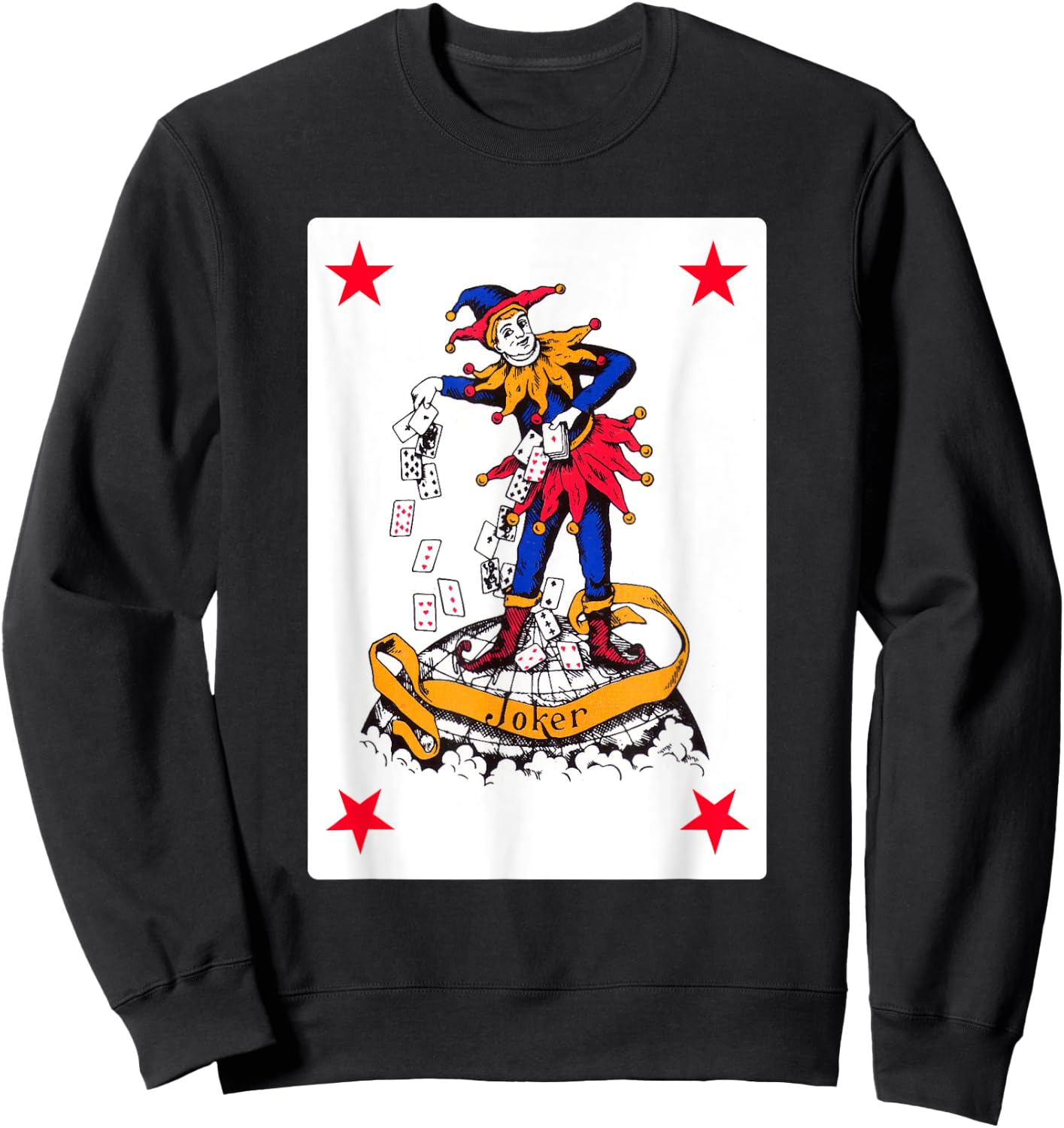 Vintage Joker Playing Card Retro Red Clown Group Costume Sweatshirt - Sweatshirt | Black