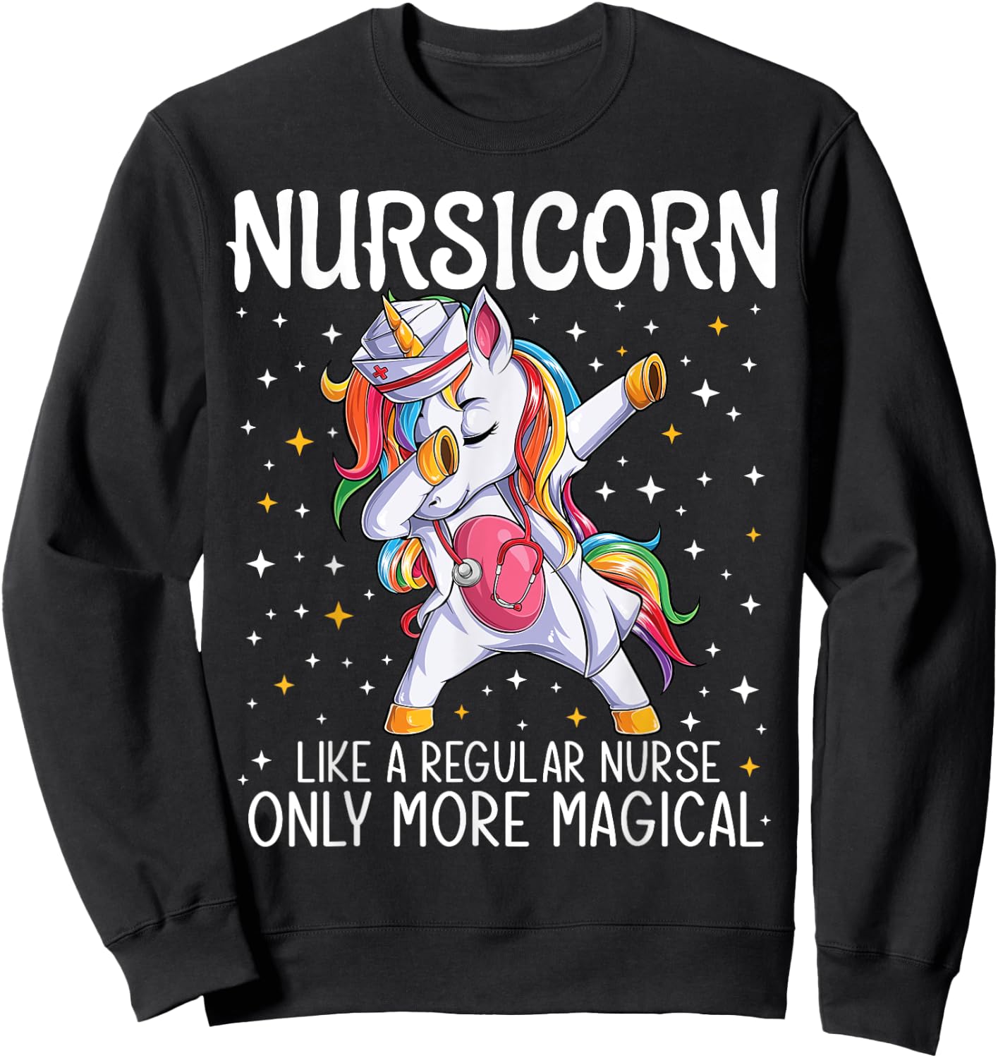 Dabbing Unicorn Nursicorn Funny Nurse Gift women men CNA RN Sweatshirt - Sweatshirt | Black