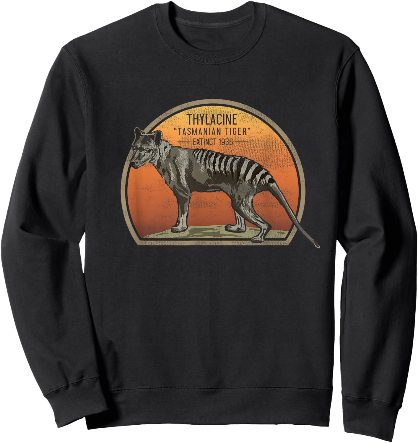 Tasmanian Tiger Thylacine T Shirt Wolf Australian Extinct Sweatshirt - Sweatshirt | Black