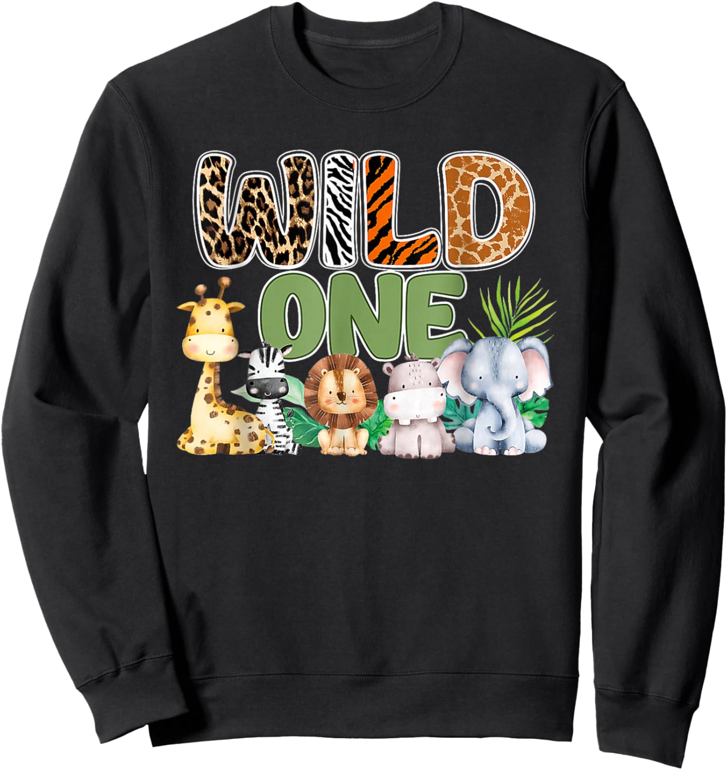 Wild One 1st Birthday Safari Family Matching Sweatshirt - Sweatshirt | Black