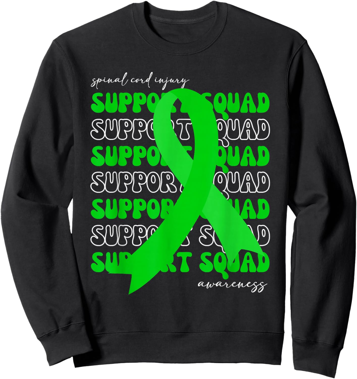 Support Squad Spinal Cord Injury Awareness Ribbon Fighter Sweatshirt - Sweatshirt | Black