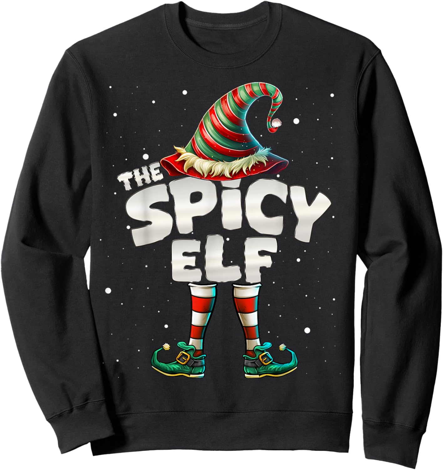 Spicy Elf Family Matching Group Christmas Sweatshirt - Sweatshirt | Black