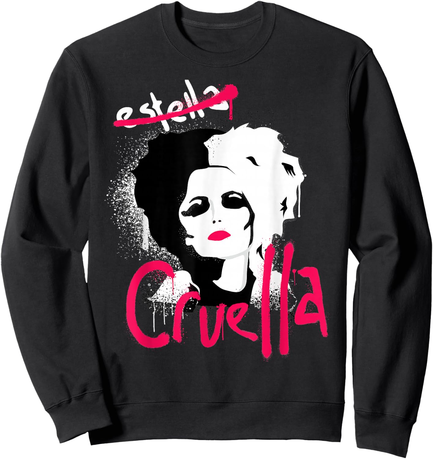 Disney Cruella Estella Punk Rock Spray Paint Sweatshirt - Sweatshirt | Black