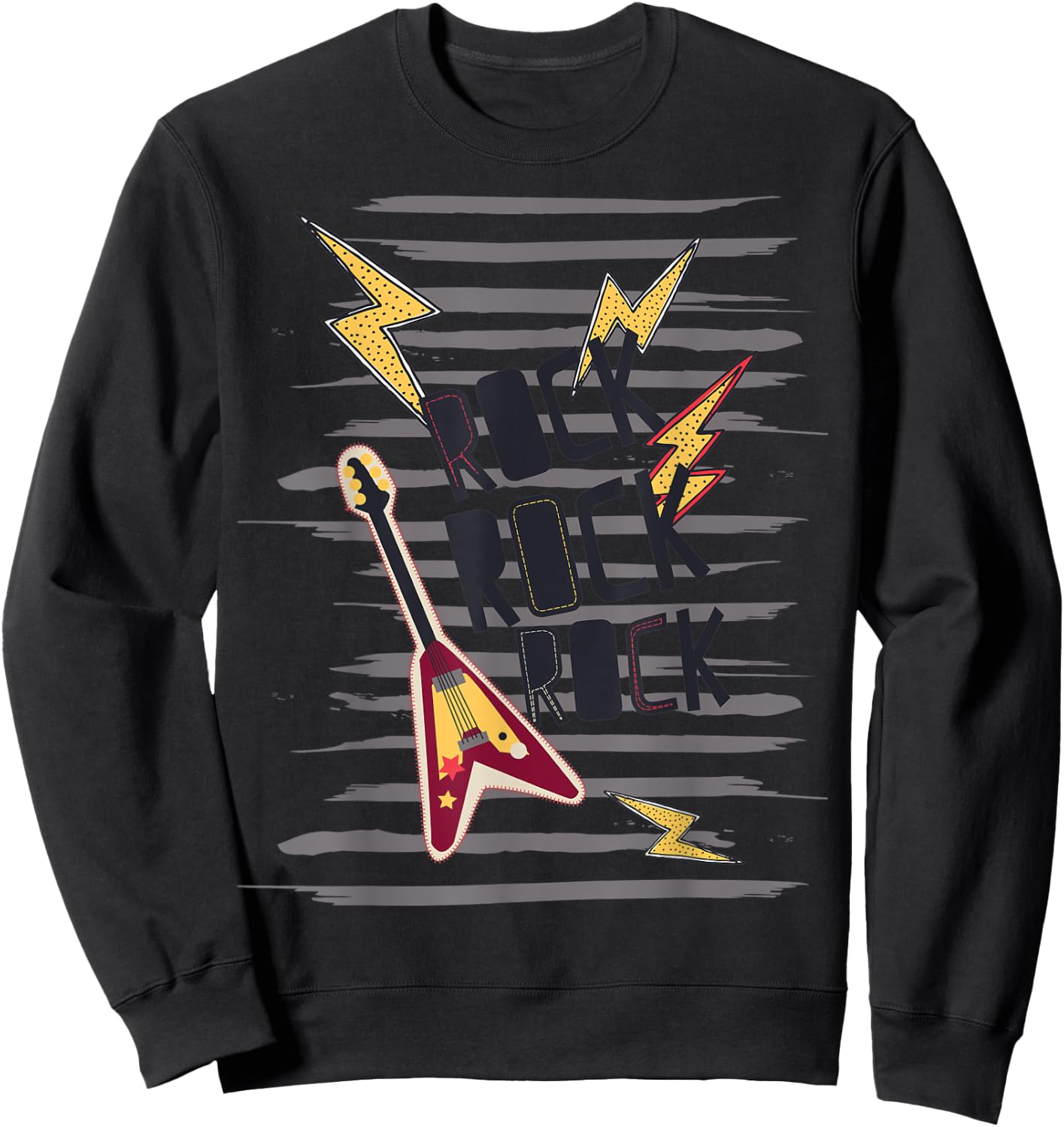 Rock Star Guitar Rock & Roll Retro 80s Birthday Musician Dad Sweatshirt - Sweatshirt | Black