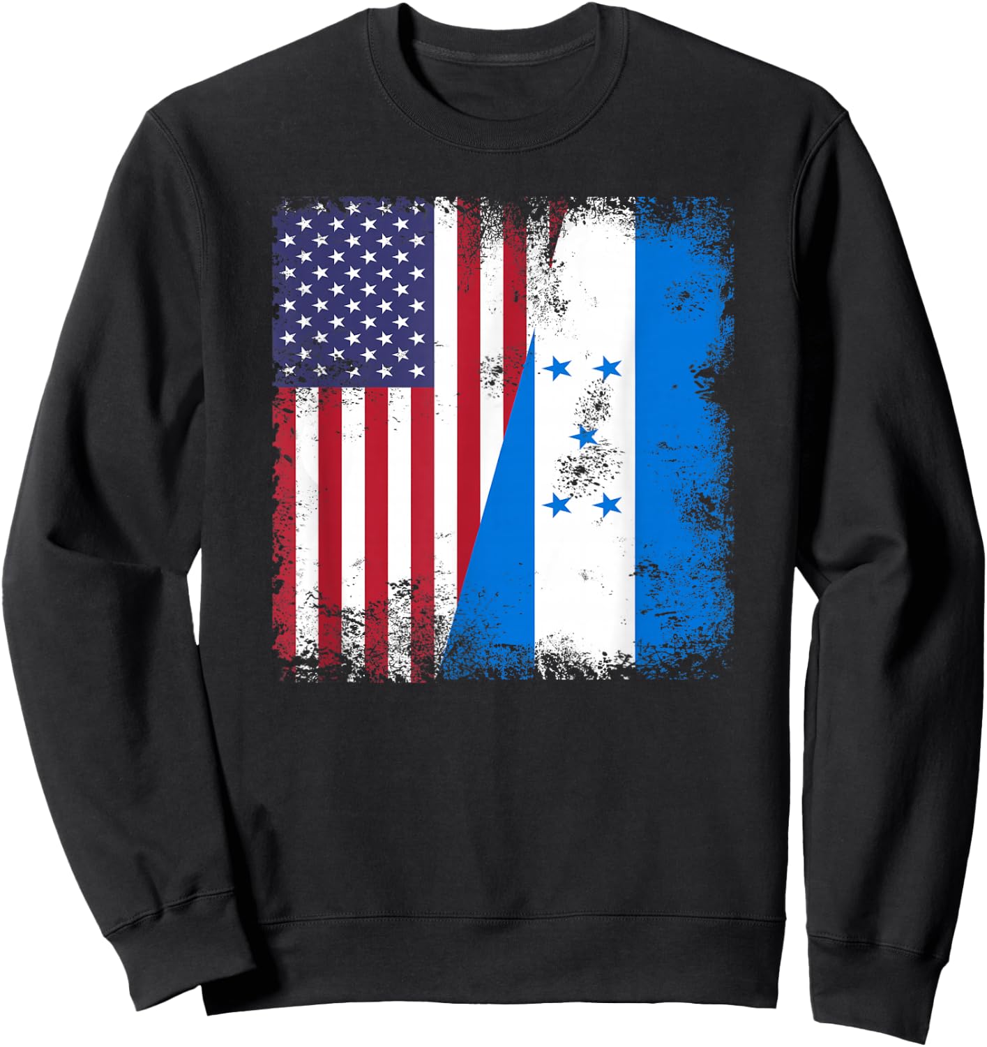 Half Honduran Flag | Vintage Honduras USA Gift Sweatshirt - Sweatshirt | Black