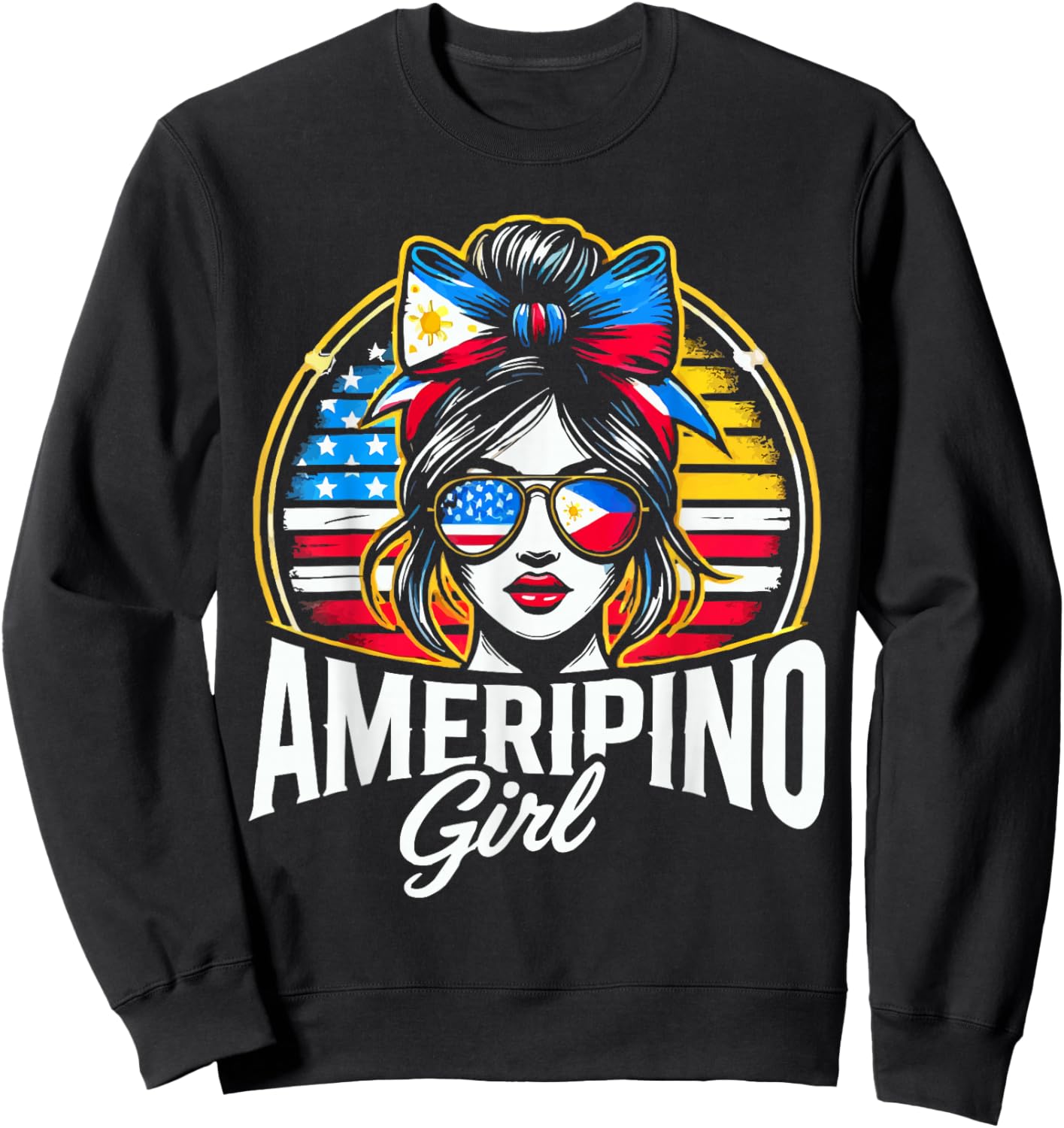 Half Filipino Half American USA Flag Philippines America Sweatshirt - Sweatshirt | Black
