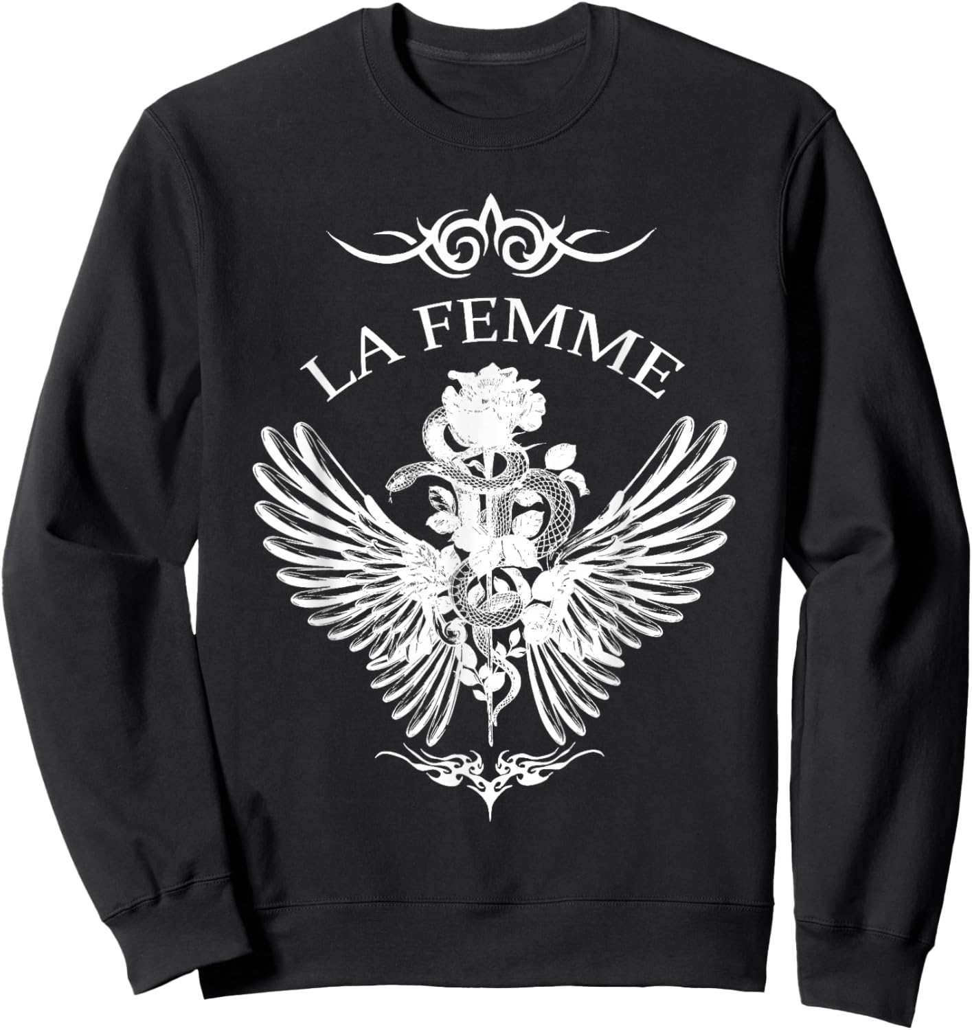 La Femme Snake And Rose Dark Art Sweatshirt - Sweatshirt | Black