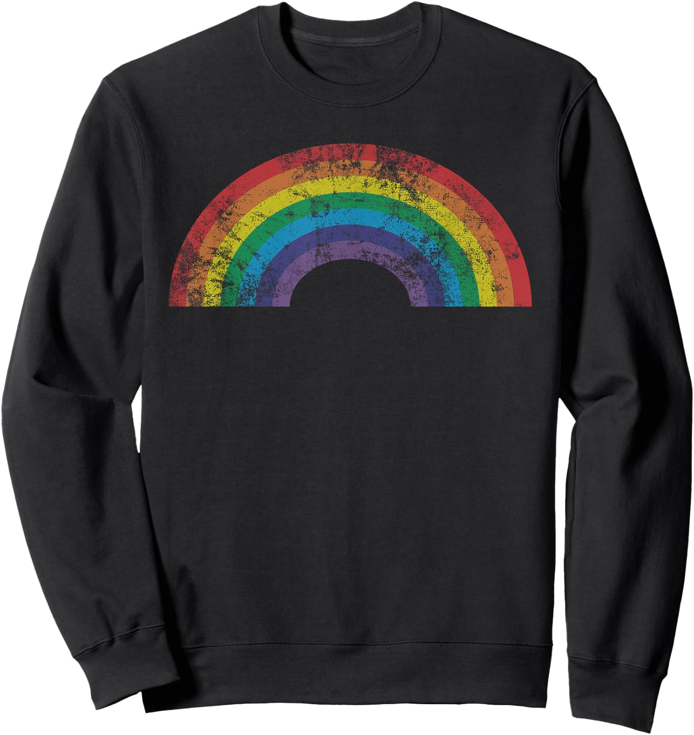 Rainbow Vintage Retro 80's Style Gift Men Women Gift Sweatshirt - Sweatshirt | Black