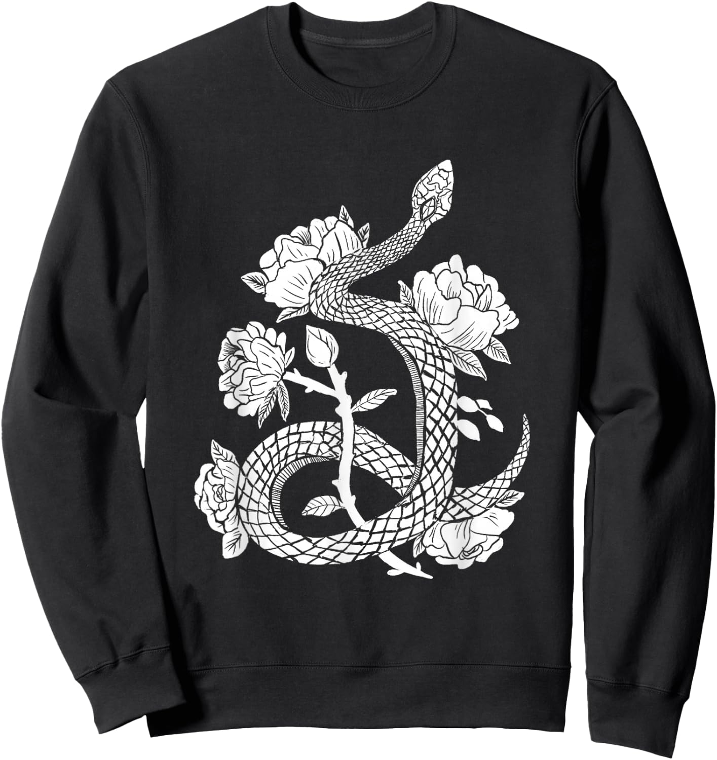 Snake & Flowers Gothic Witchy Punk Sweatshirt - Sweatshirt | Black