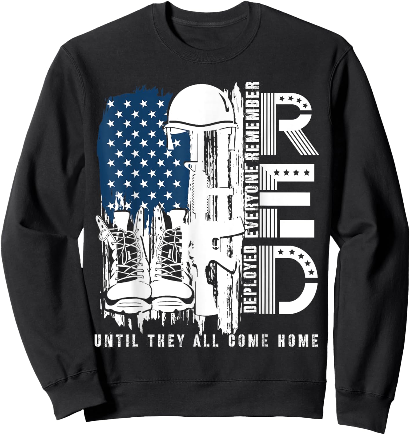 Red Friday Military We Wear Red Support Our troops US Flag Sweatshirt - Sweatshirt | Black