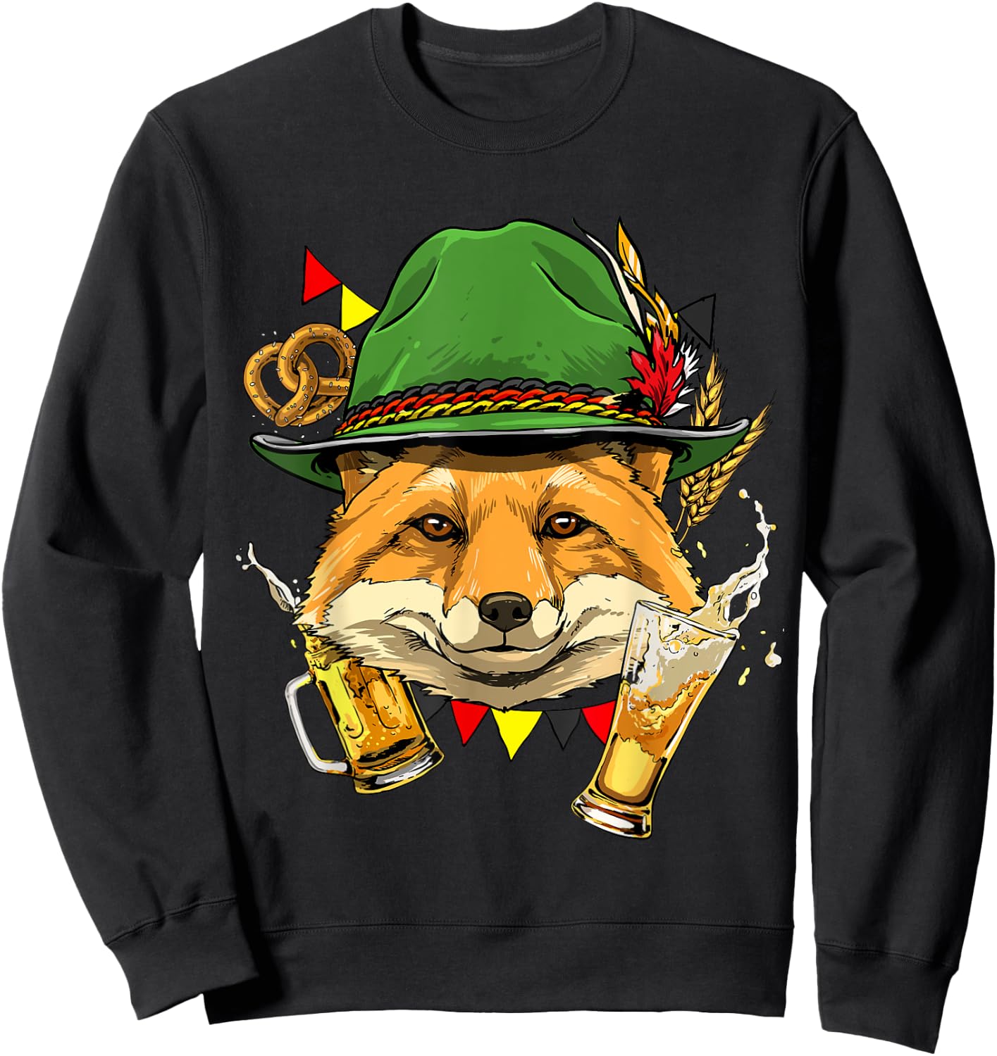 Germany Oktoberfest Lederhosen Fox Beer Fest German Bavarian Sweatshirt - Sweatshirt | Black