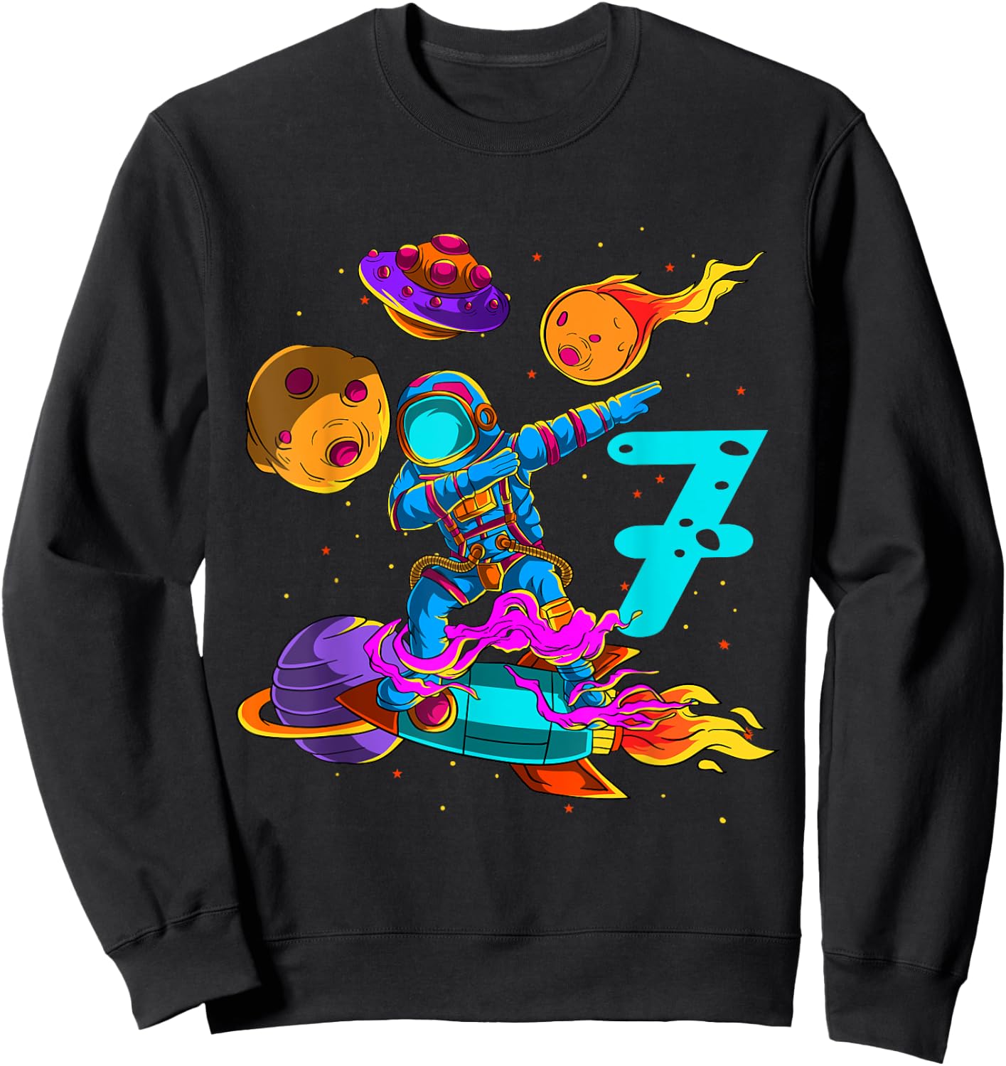 7 years Birthday Boy Astronaut 7th Birthday Boys Astronaut Sweatshirt - Sweatshirt | Black