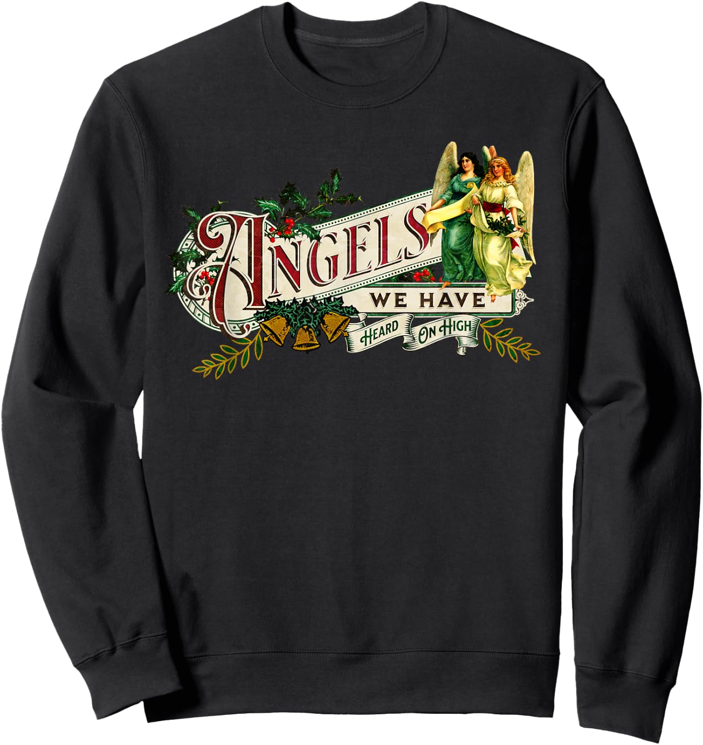Angels We Have Heard On High Victorian Christmas Carol Music Sweatshirt - Sweatshirt | Black