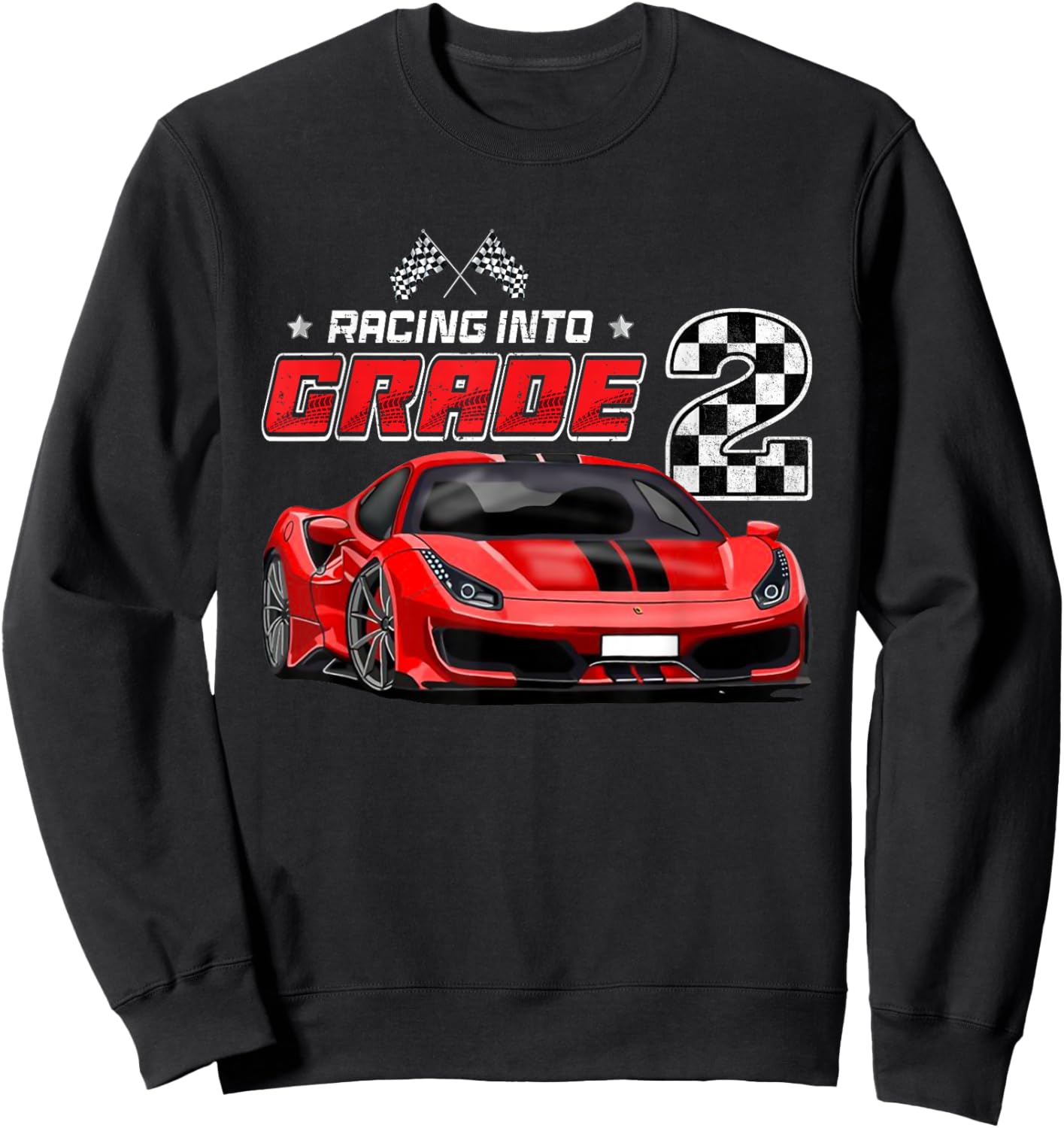 Racing Into 2nd Grade Race Car Back To School Boys Sweatshirt - Sweatshirt | Black