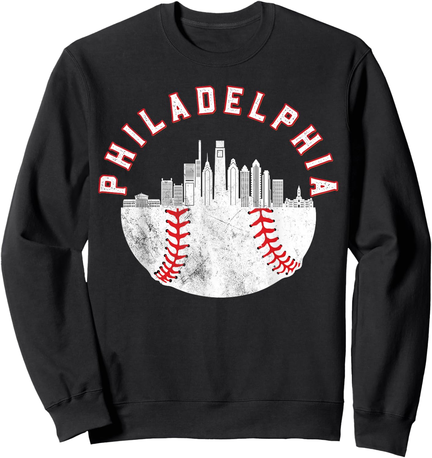 Vintage Philadelphia Skyline Retro Cityscape Sweatshirt - Sweatshirt | Black