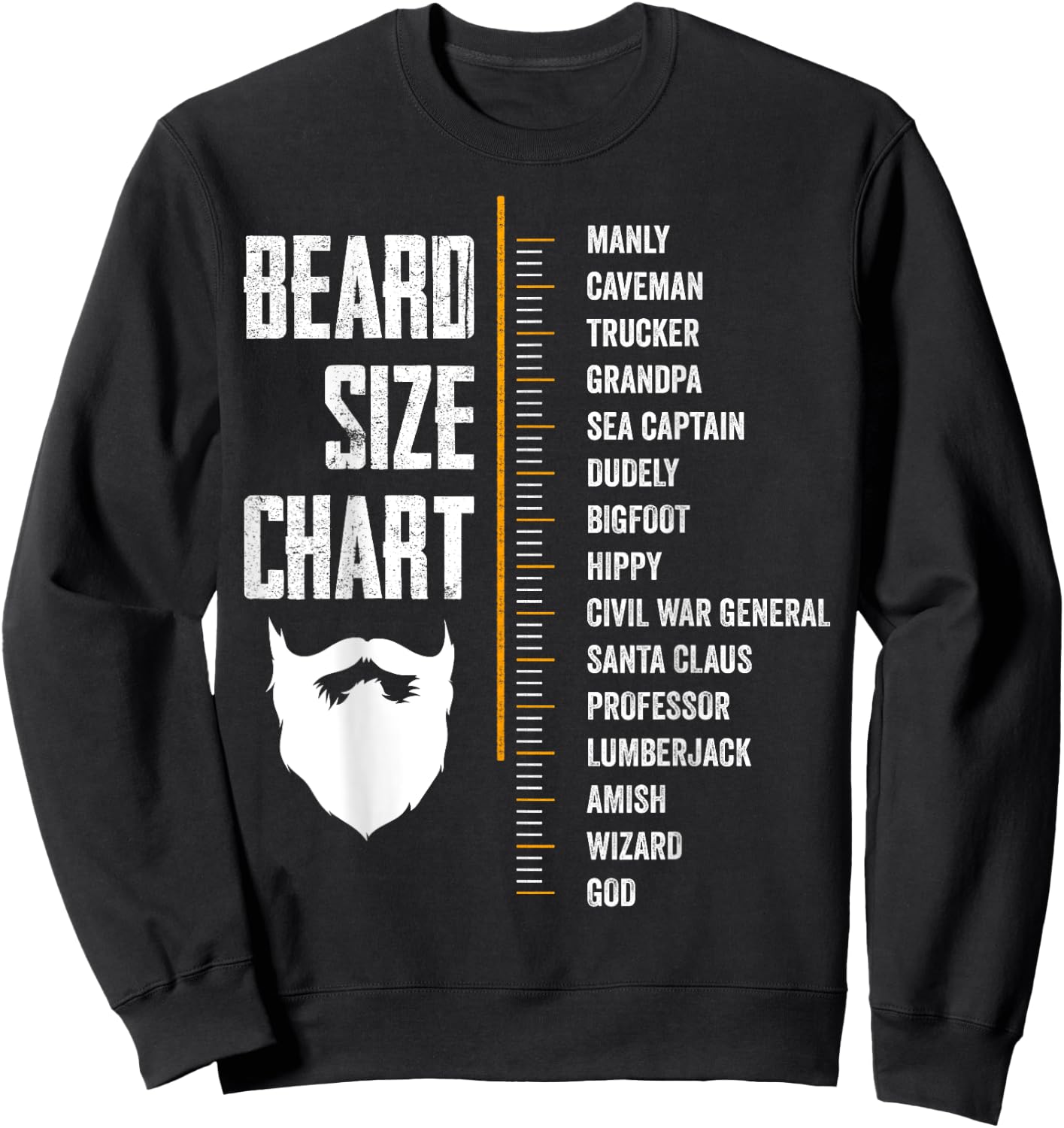 Beard Measurement Chart Beard Length Funny Growth Chart Sweatshirt - Sweatshirt | Black