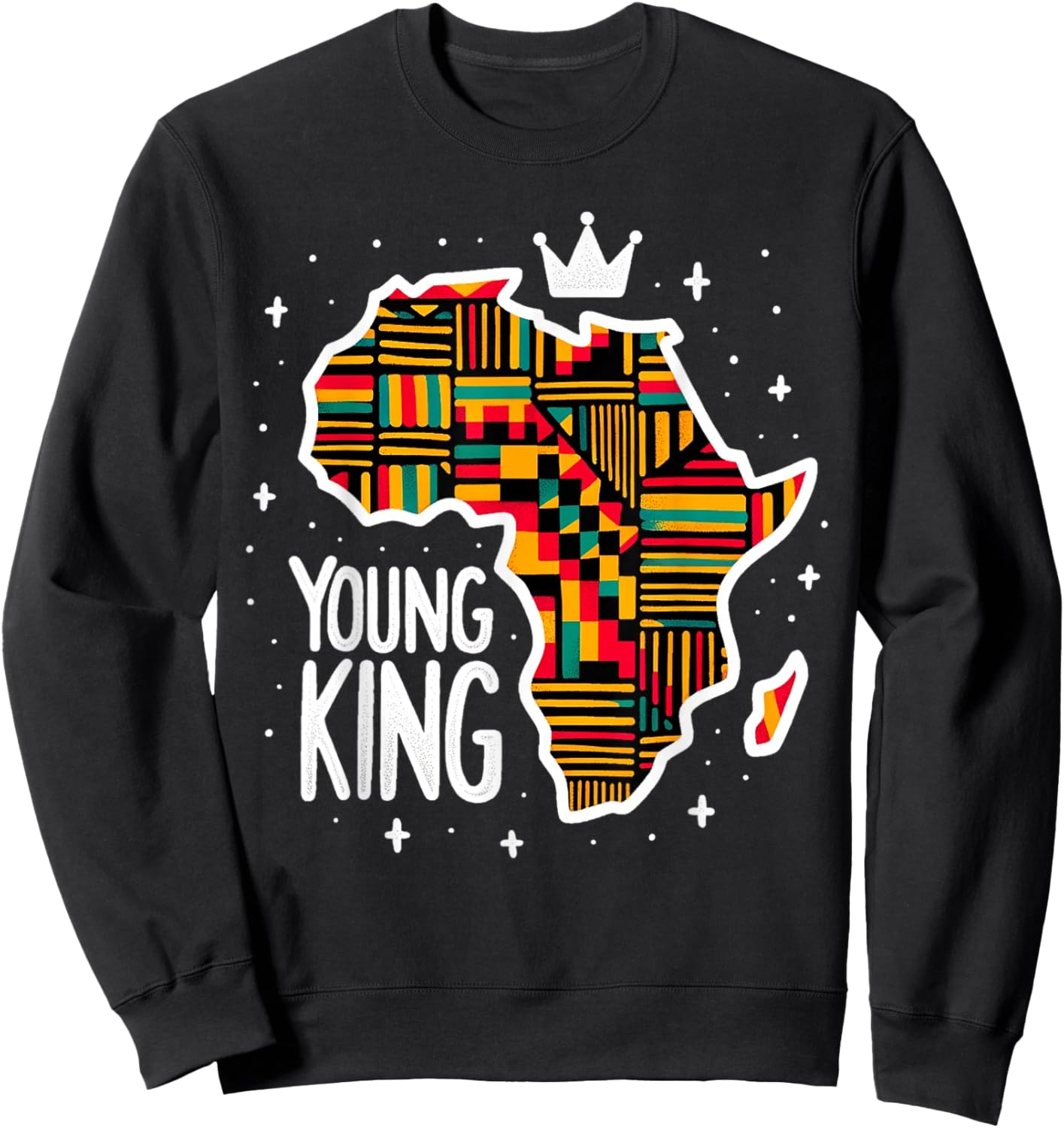 Boys African Kente Print Clothes Kids Young King Kente Youth Sweatshirt - Sweatshirt | Black
