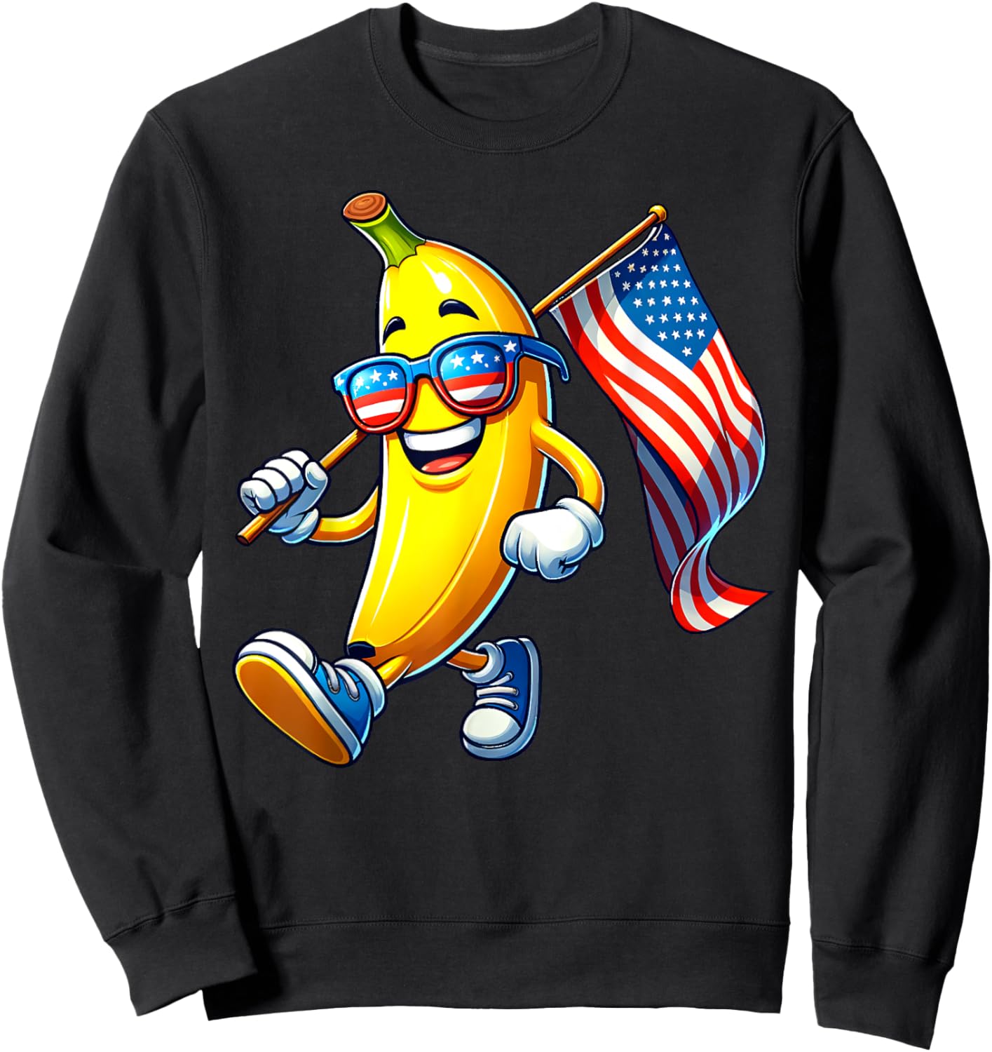 Banana 4th July USA Flag Patriotic America Mom Dad Kids Sweatshirt - Sweatshirt | Black