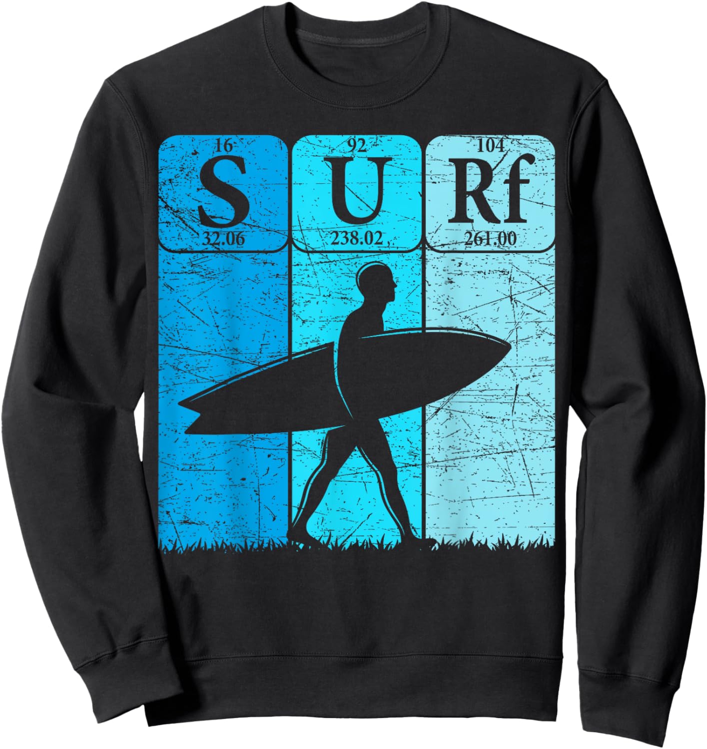 Surf Periodic Table Elements Surfing Surfboard Vintage Sweatshirt - Sweatshirt | Black