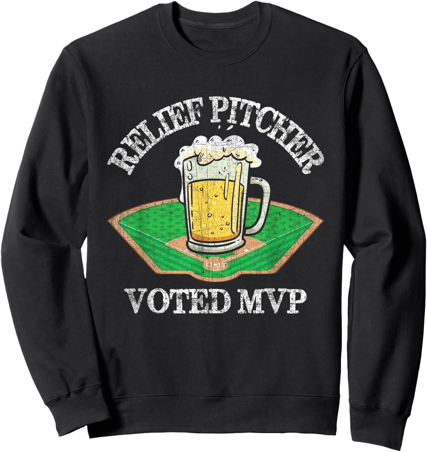Funny Beer and Baseball Relief Jug Sweatshirt - Sweatshirt | Black