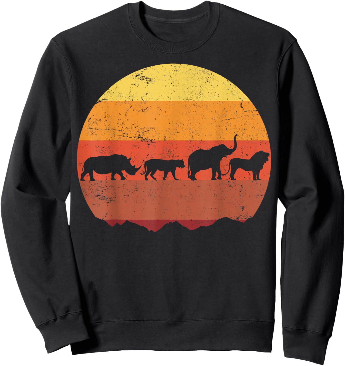 Africa Animals Safari Rhino Lion Elephant Sweatshirt - Sweatshirt | Black